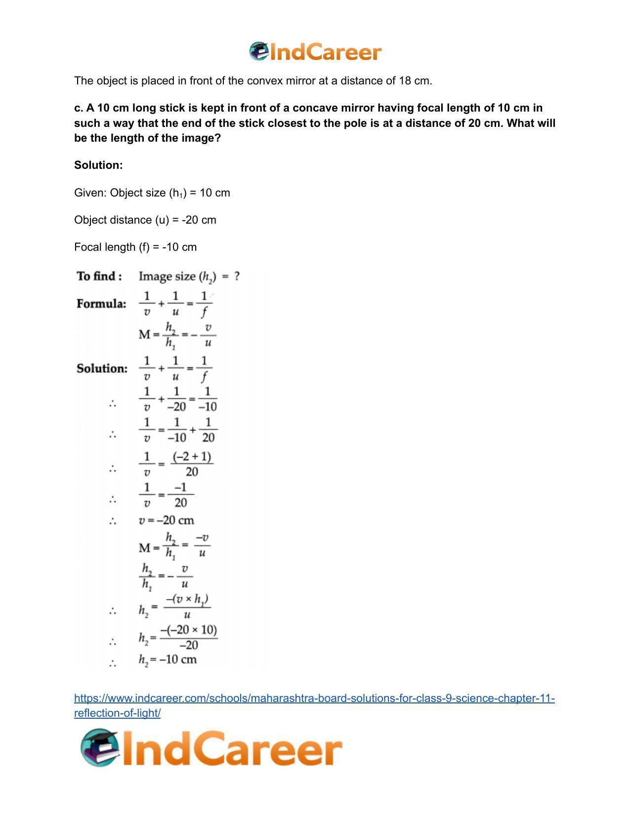 Maharashtra Board Solutions for Class 9- Science: Chapter 11- Reflection of Light - Page 12
