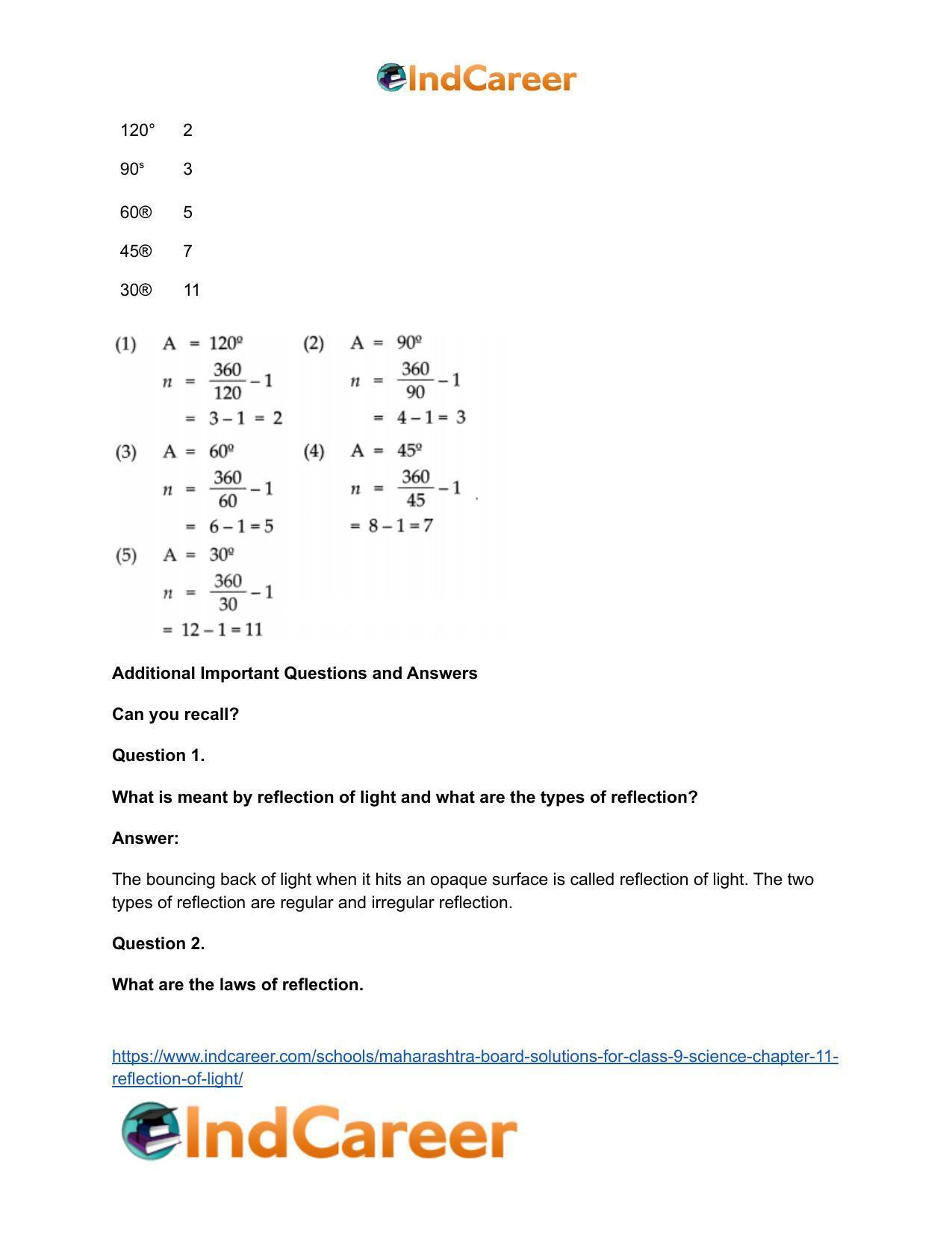 Maharashtra Board Solutions for Class 9- Science: Chapter 11- Reflection of Light - Page 16