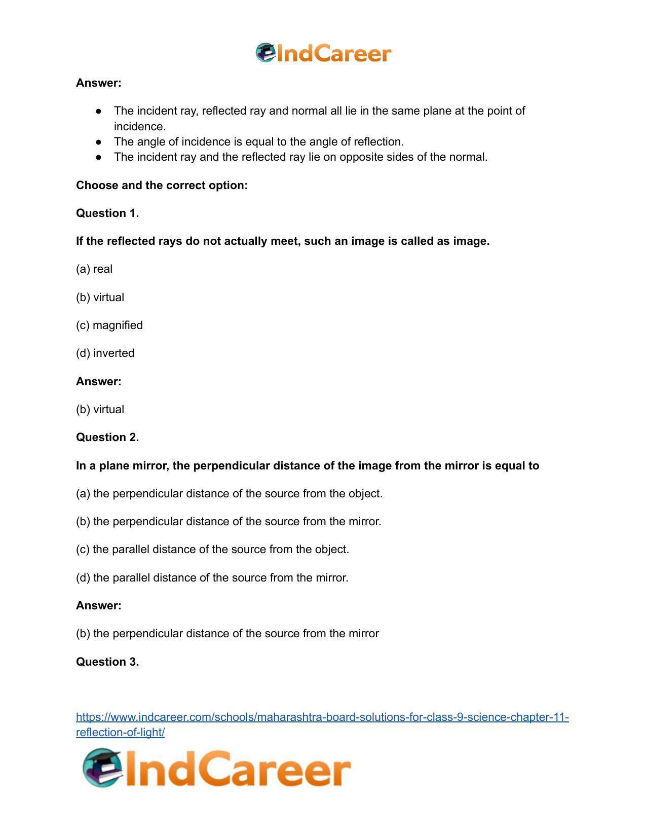 Maharashtra Board Solutions for Class 9- Science: Chapter 11- Reflection of Light - Page 17