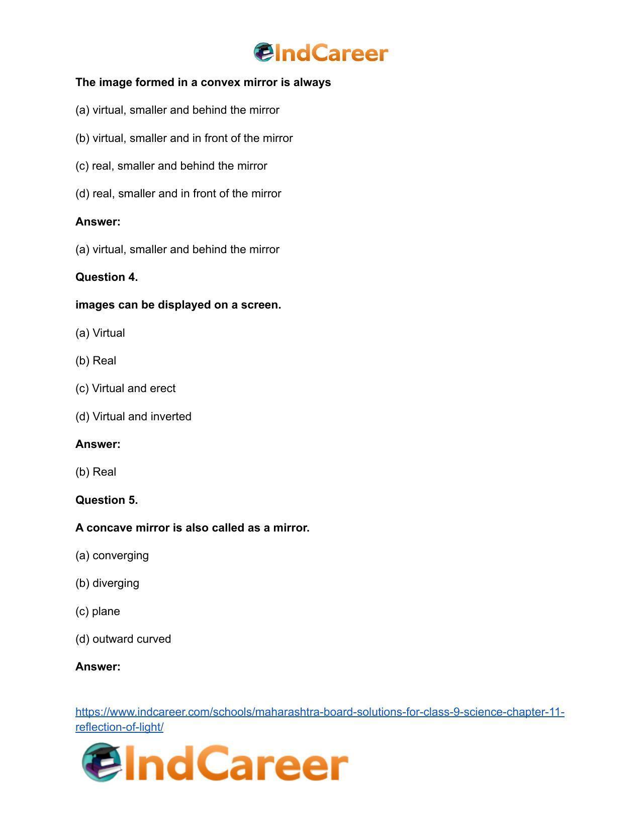 Maharashtra Board Solutions for Class 9- Science: Chapter 11- Reflection of Light - Page 18