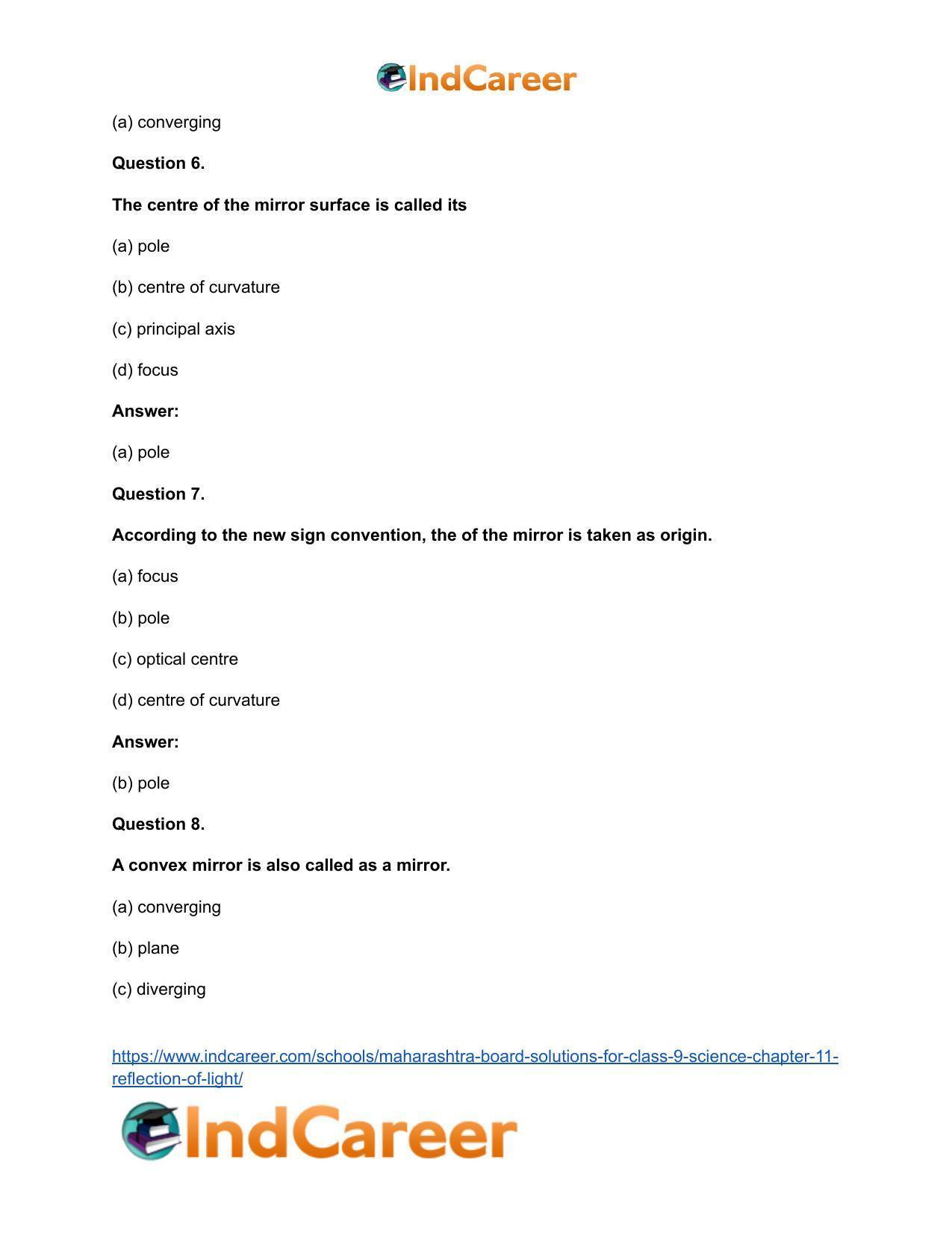 Maharashtra Board Solutions for Class 9- Science: Chapter 11- Reflection of Light - Page 19