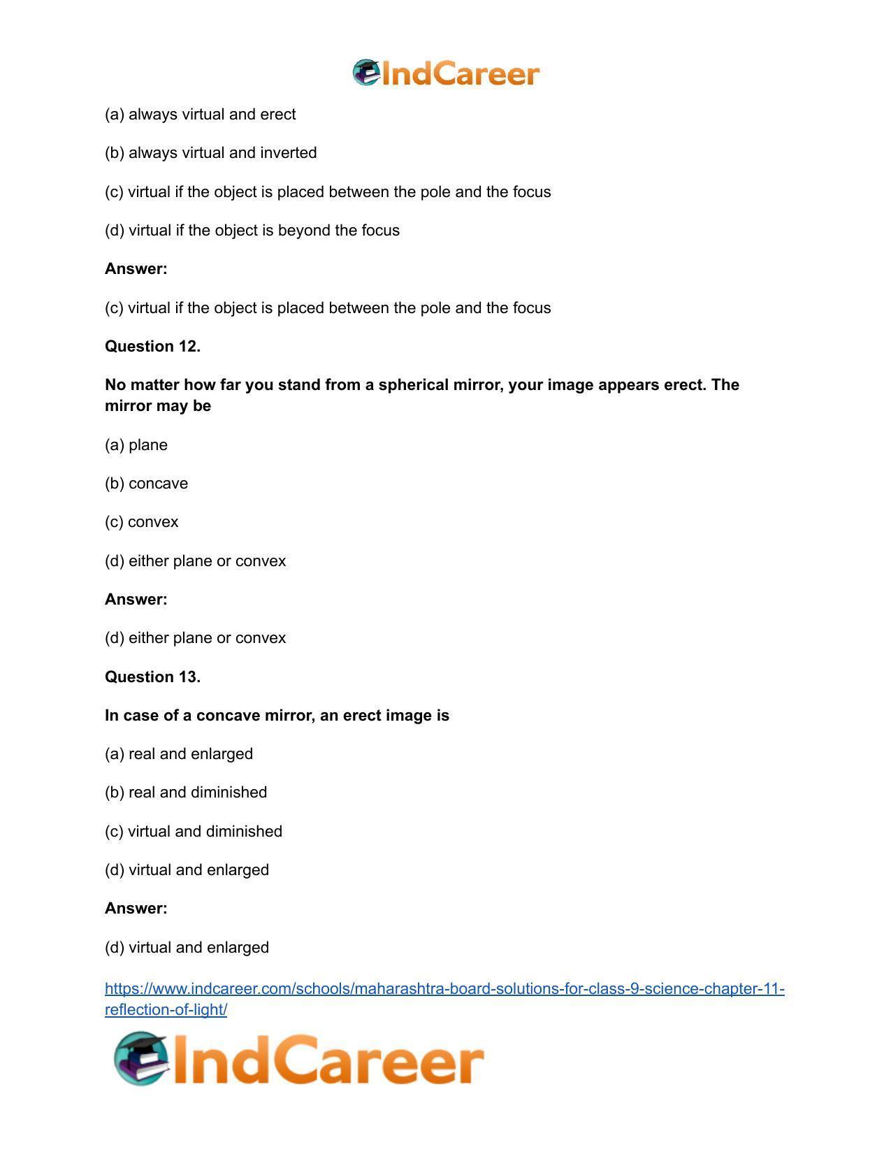 Maharashtra Board Solutions for Class 9- Science: Chapter 11- Reflection of Light - Page 21