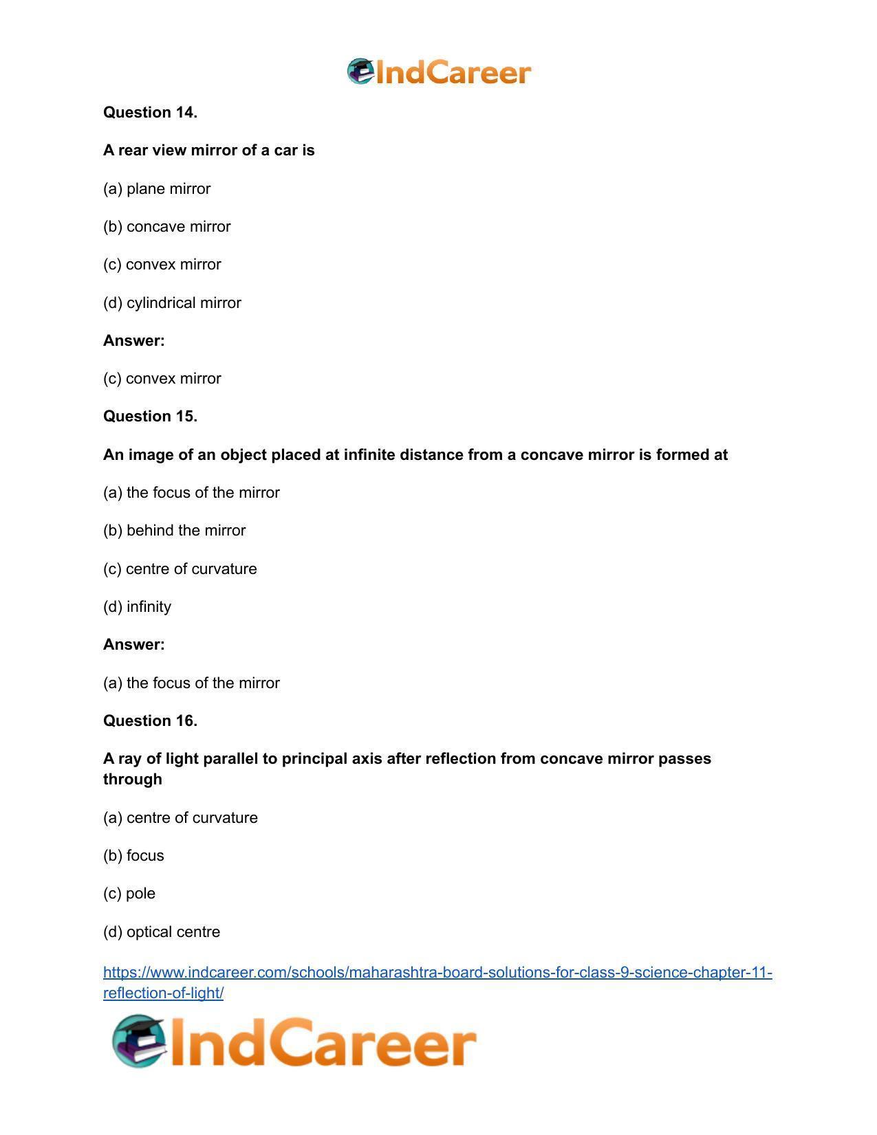 Maharashtra Board Solutions for Class 9- Science: Chapter 11- Reflection of Light - Page 22