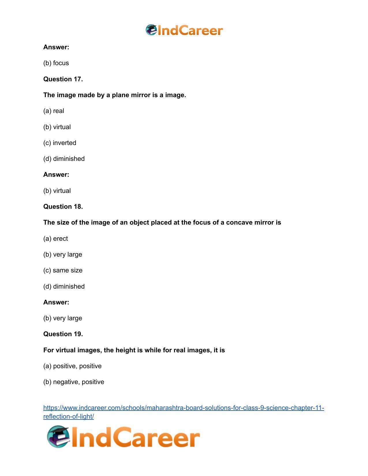 Maharashtra Board Solutions for Class 9- Science: Chapter 11- Reflection of Light - Page 23