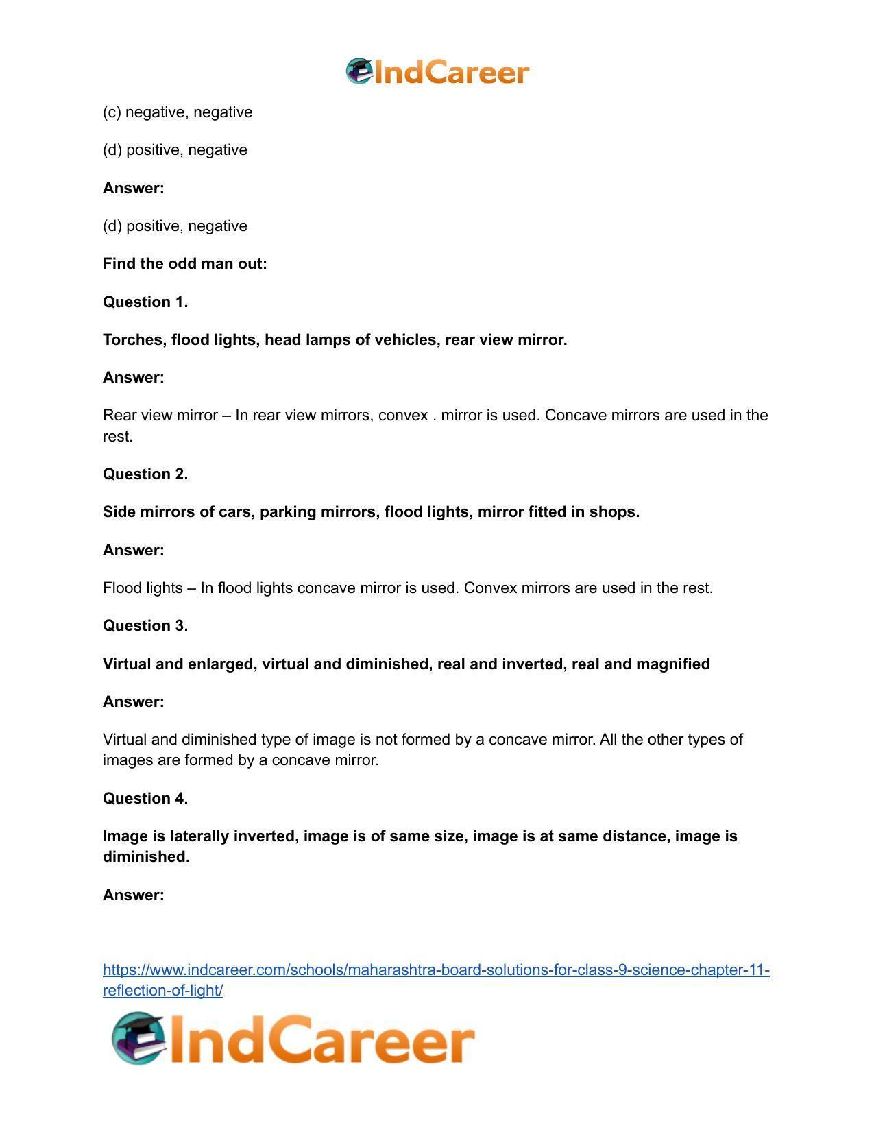 Maharashtra Board Solutions for Class 9- Science: Chapter 11- Reflection of Light - Page 24