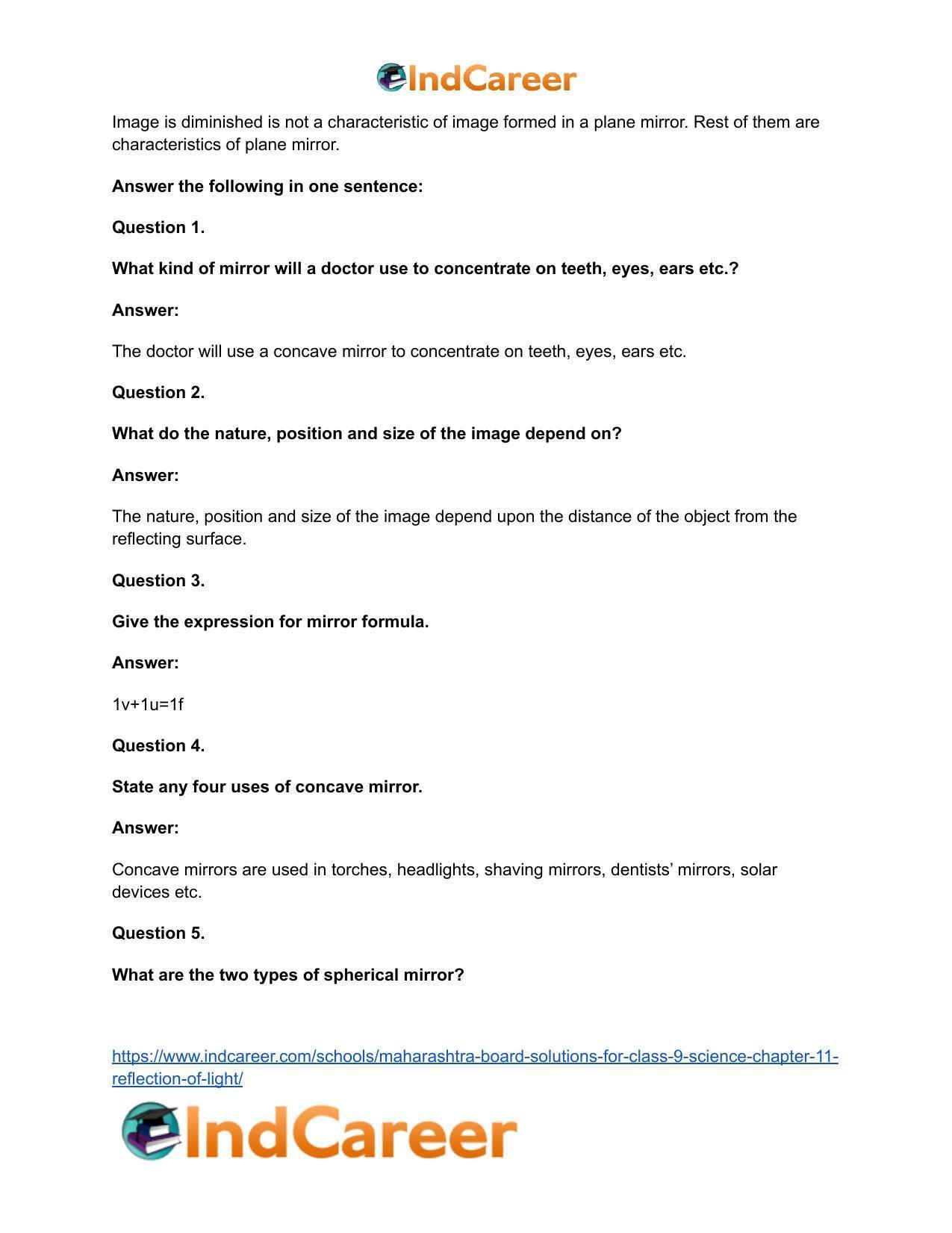 Maharashtra Board Solutions for Class 9- Science: Chapter 11- Reflection of Light - Page 25