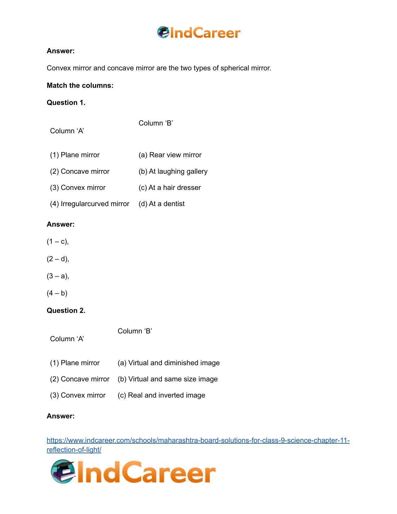 Maharashtra Board Solutions for Class 9- Science: Chapter 11- Reflection of Light - Page 26