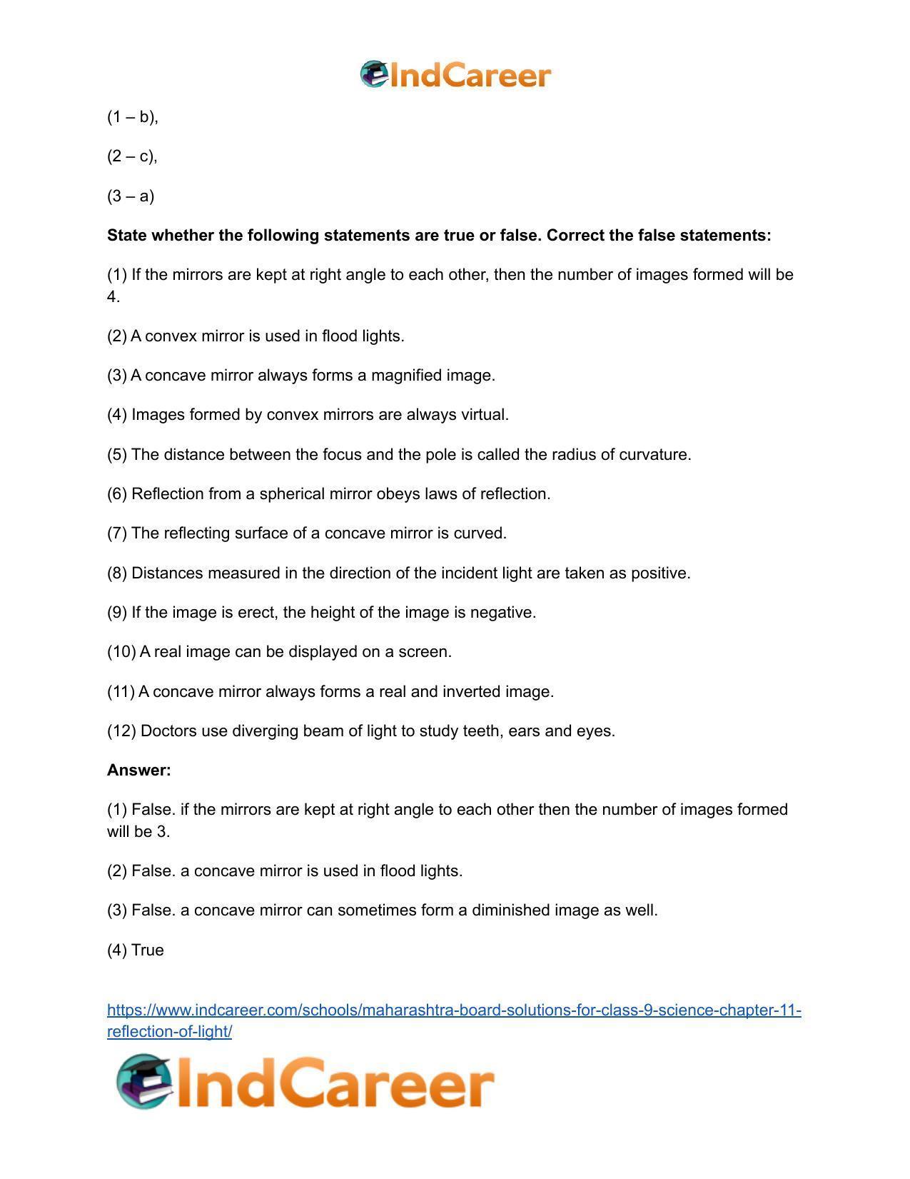 Maharashtra Board Solutions for Class 9- Science: Chapter 11- Reflection of Light - Page 27