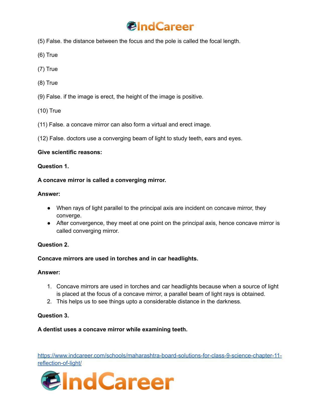 Maharashtra Board Solutions for Class 9- Science: Chapter 11- Reflection of Light - Page 28