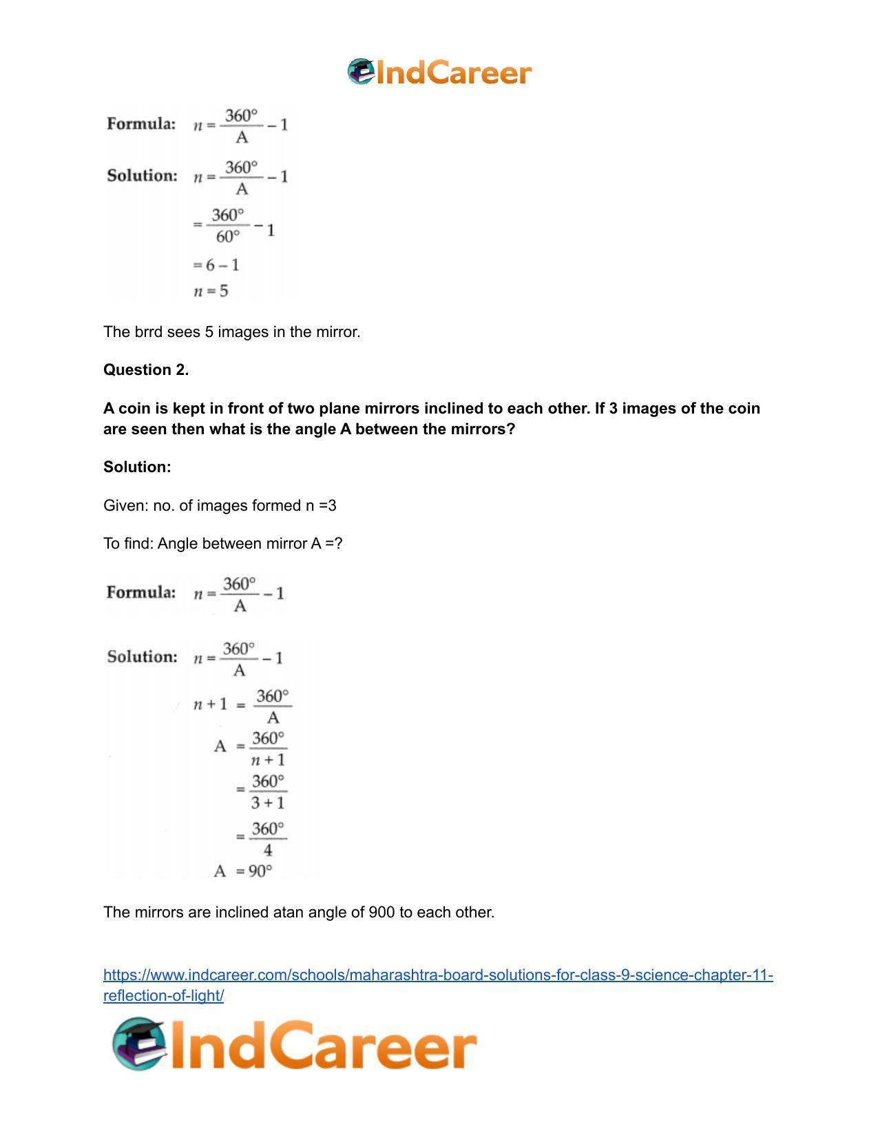 Maharashtra Board Solutions for Class 9- Science: Chapter 11- Reflection of Light - Page 30