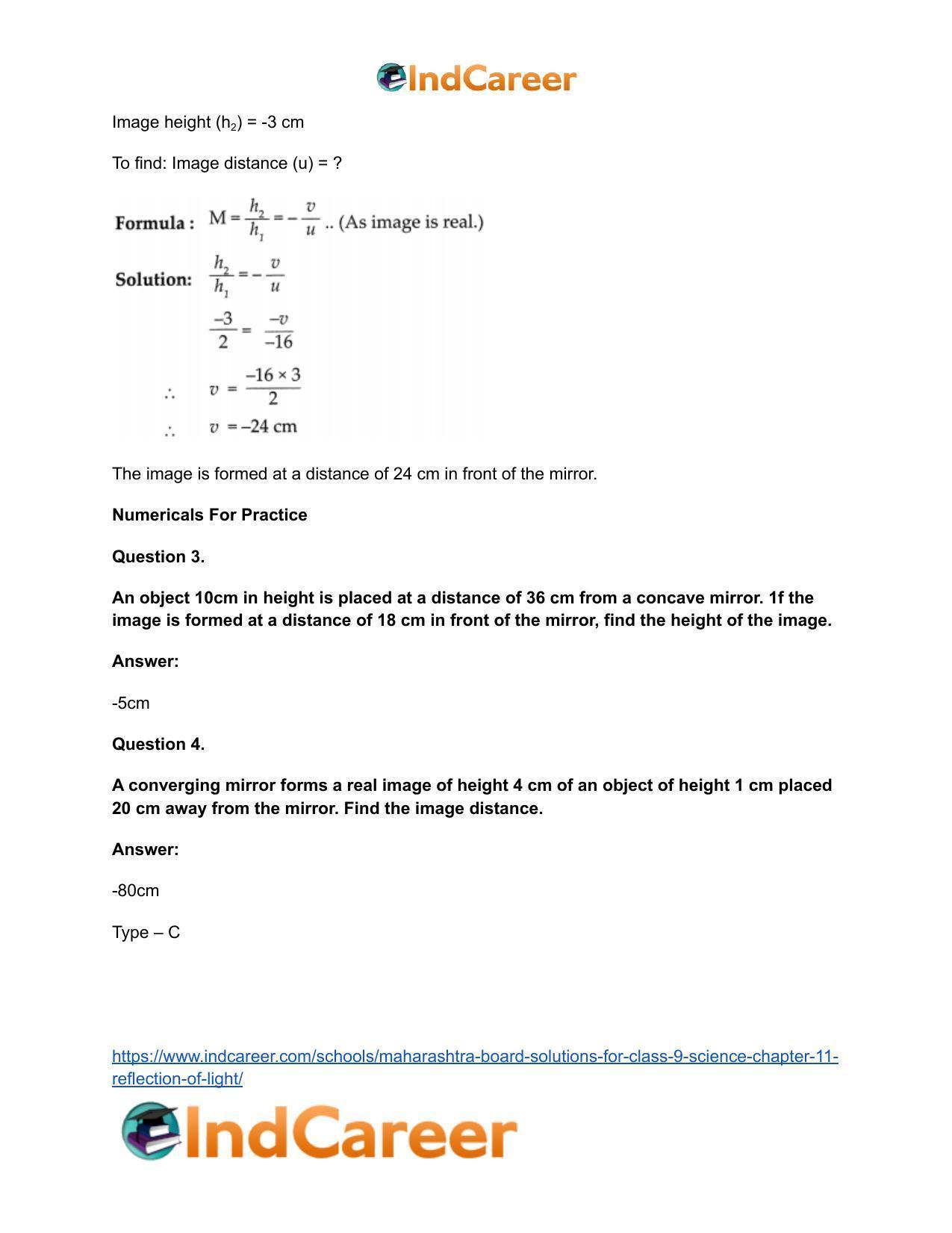Maharashtra Board Solutions for Class 9- Science: Chapter 11- Reflection of Light - Page 34