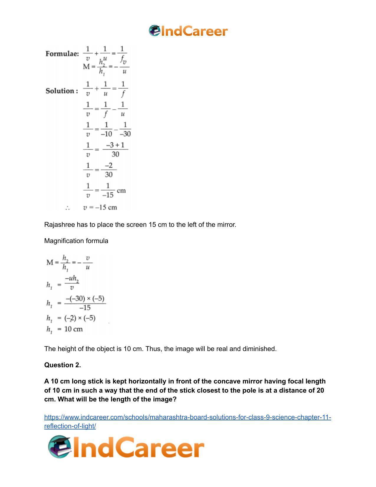 Maharashtra Board Solutions for Class 9- Science: Chapter 11- Reflection of Light - Page 36