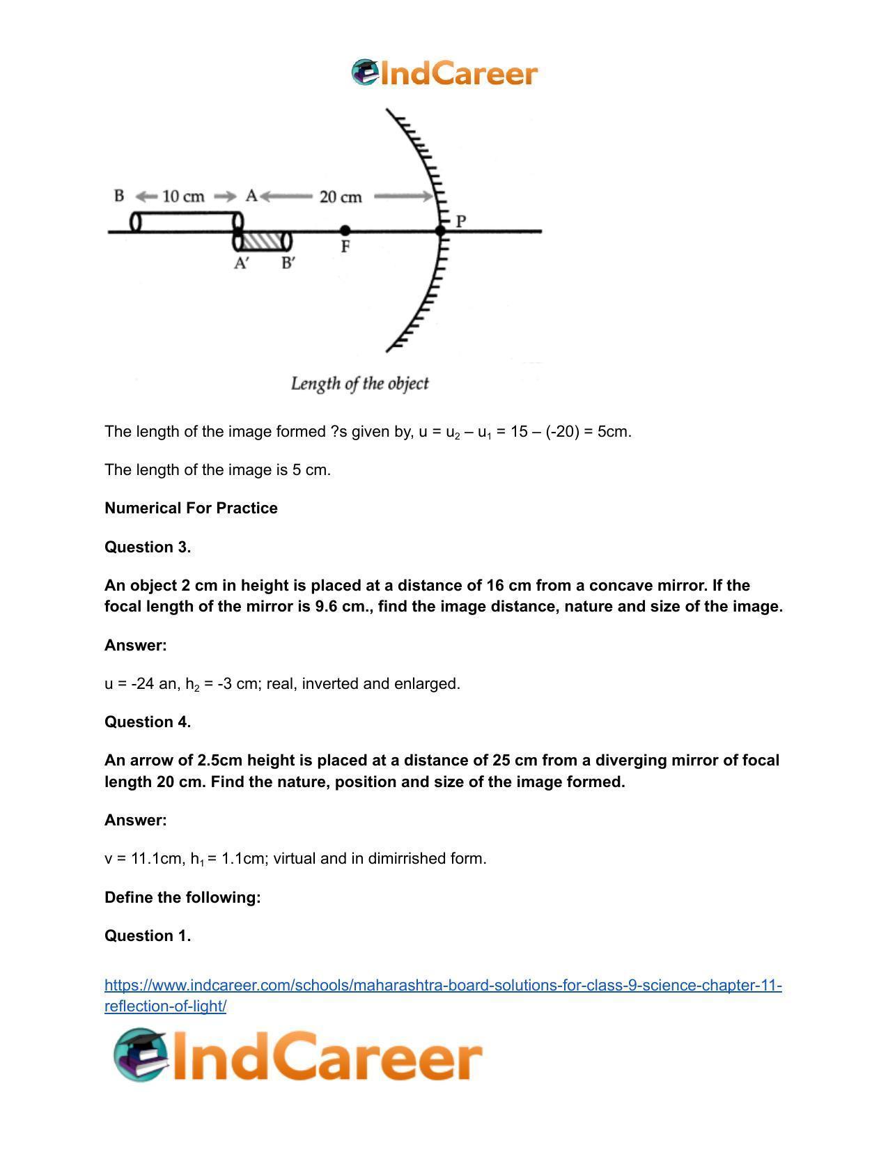 Maharashtra Board Solutions for Class 9- Science: Chapter 11- Reflection of Light - Page 39