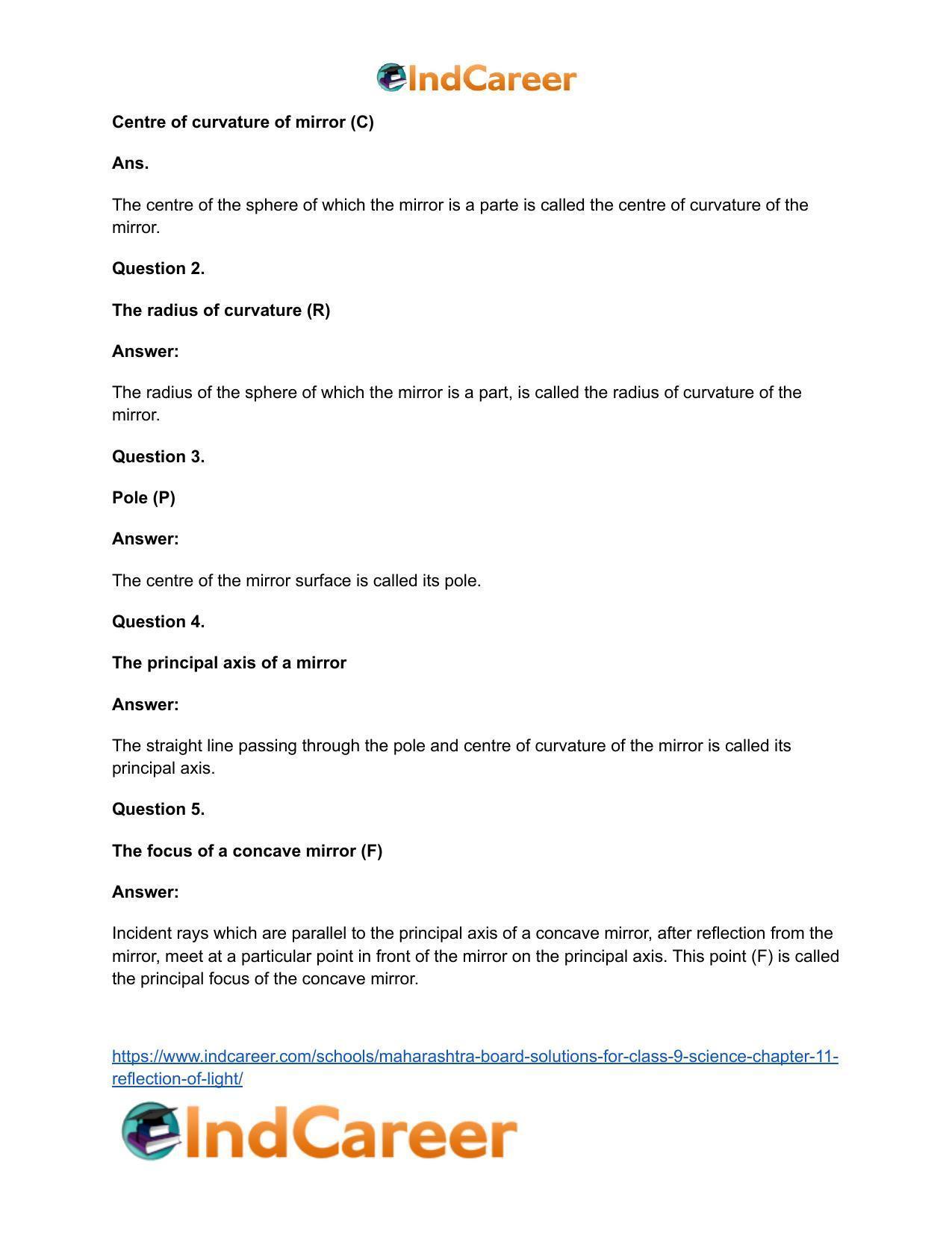 Maharashtra Board Solutions for Class 9- Science: Chapter 11- Reflection of Light - Page 40