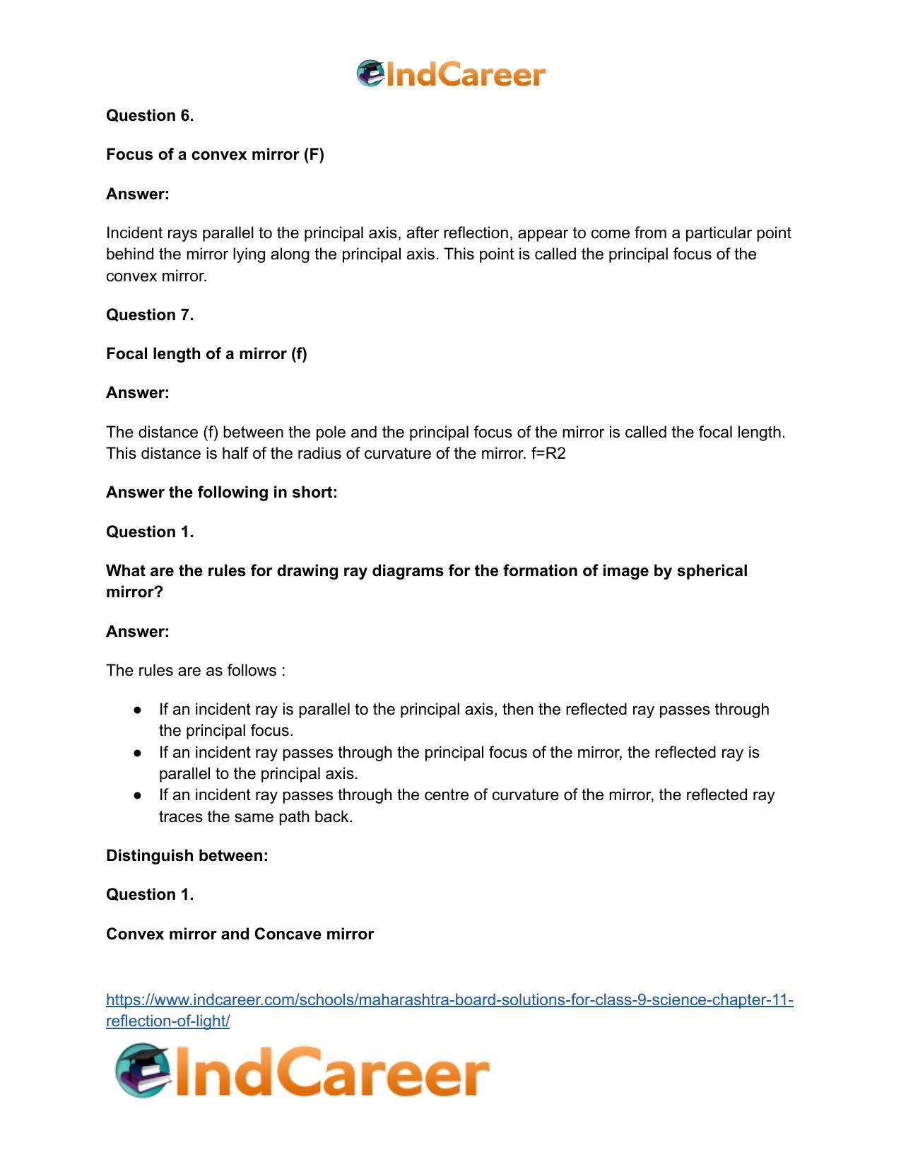 Maharashtra Board Solutions for Class 9- Science: Chapter 11- Reflection of Light - Page 41