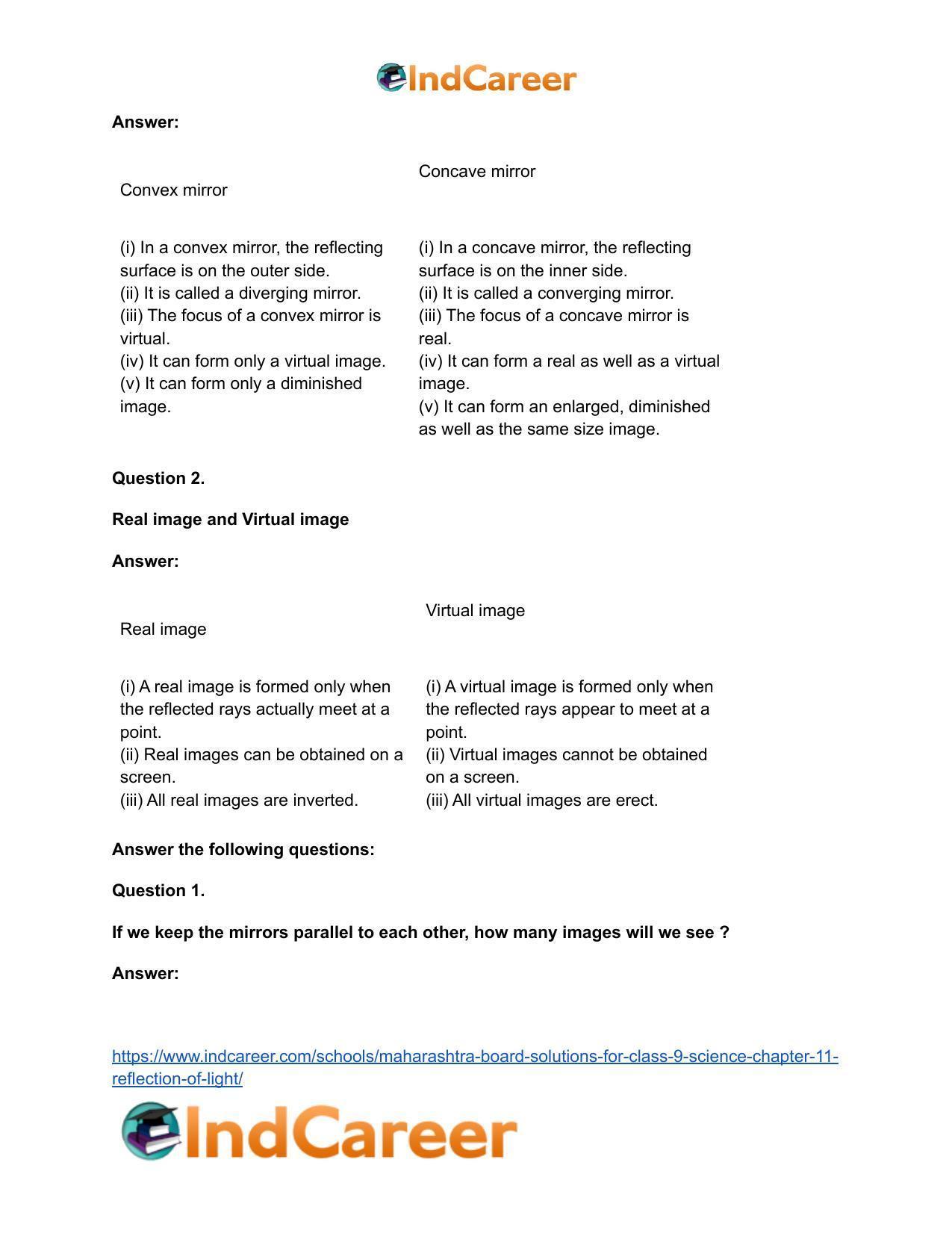 Maharashtra Board Solutions for Class 9- Science: Chapter 11- Reflection of Light - Page 42
