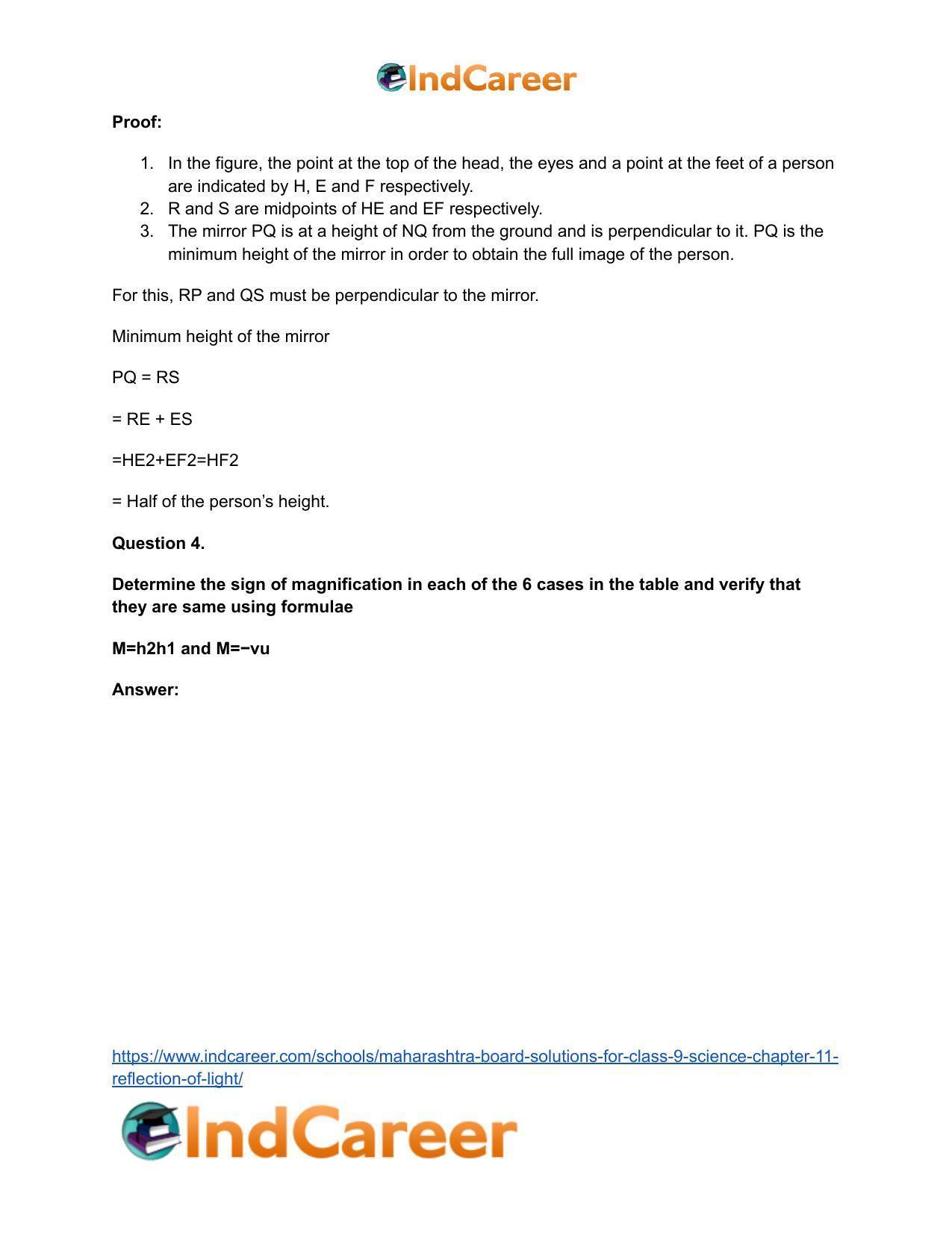 Maharashtra Board Solutions for Class 9- Science: Chapter 11- Reflection of Light - Page 45