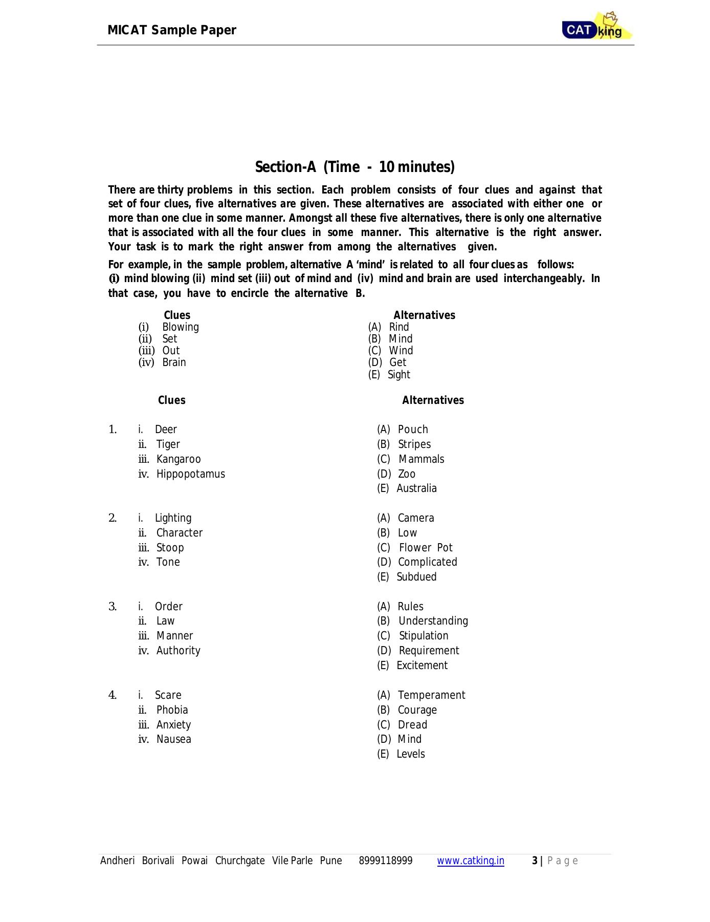 MICAT Sample Questions 2016-17 - Page 3
