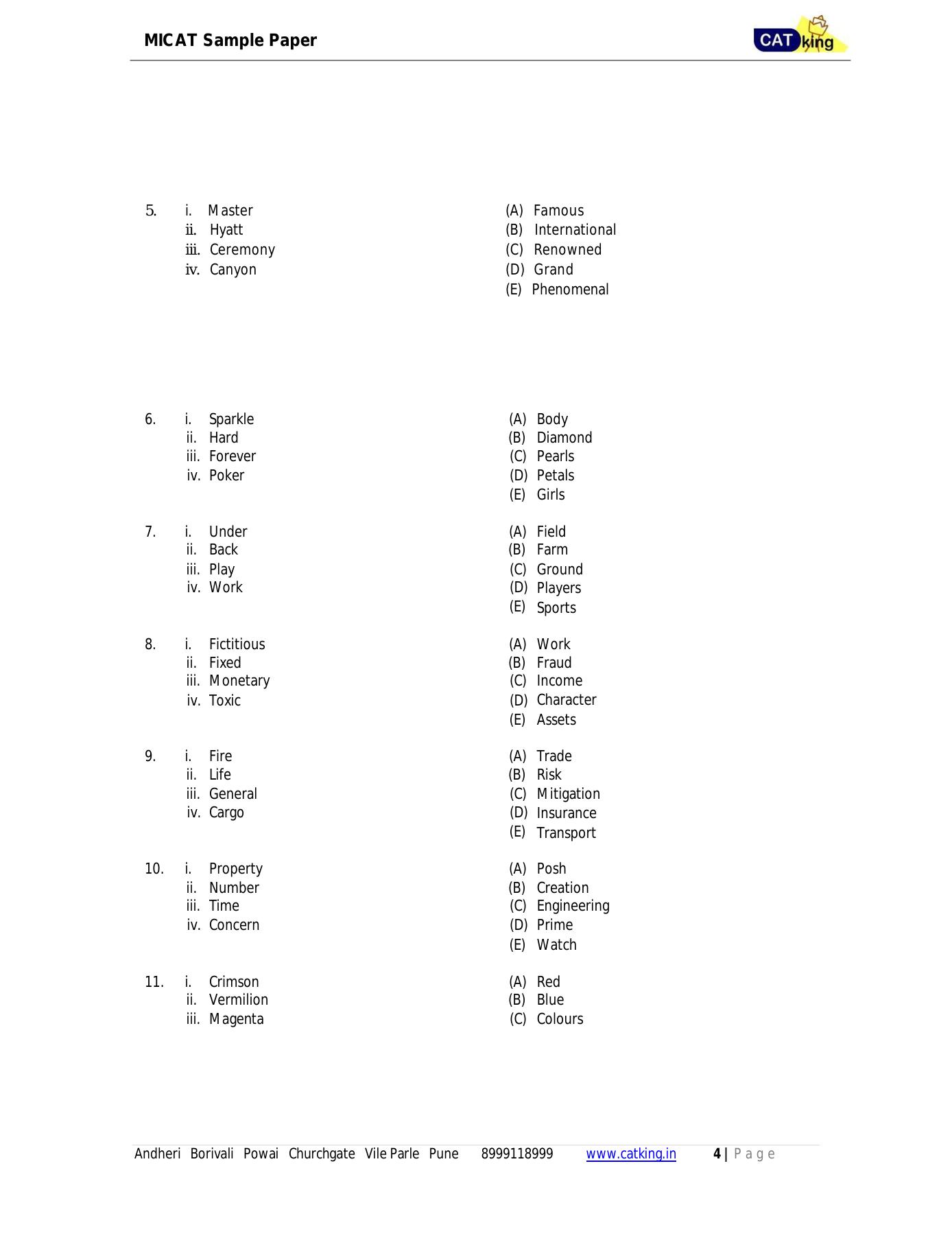 MICAT Sample Questions 2016-17 - Page 4