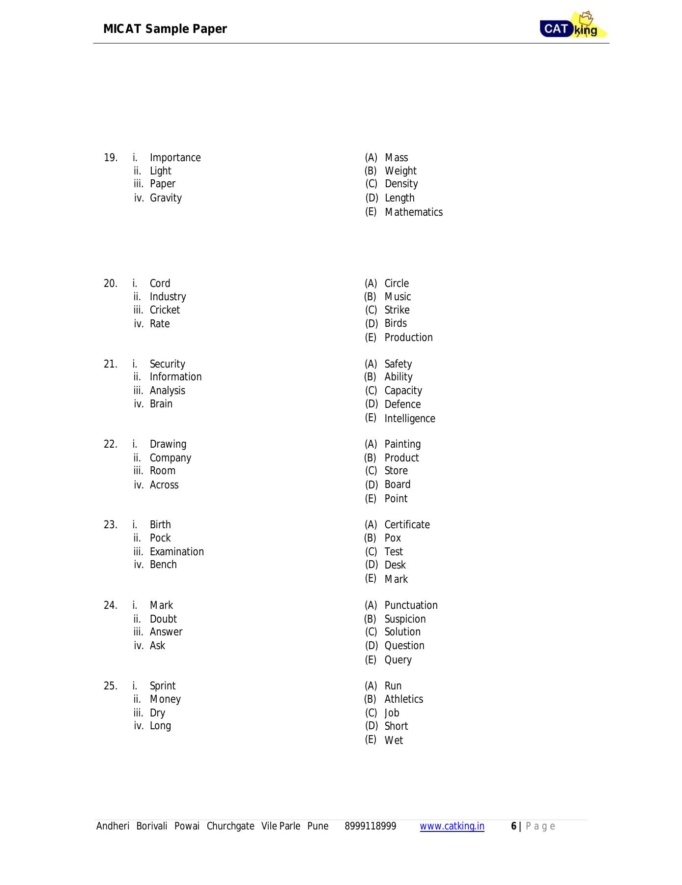 MICAT Sample Questions 2016-17 - Page 6
