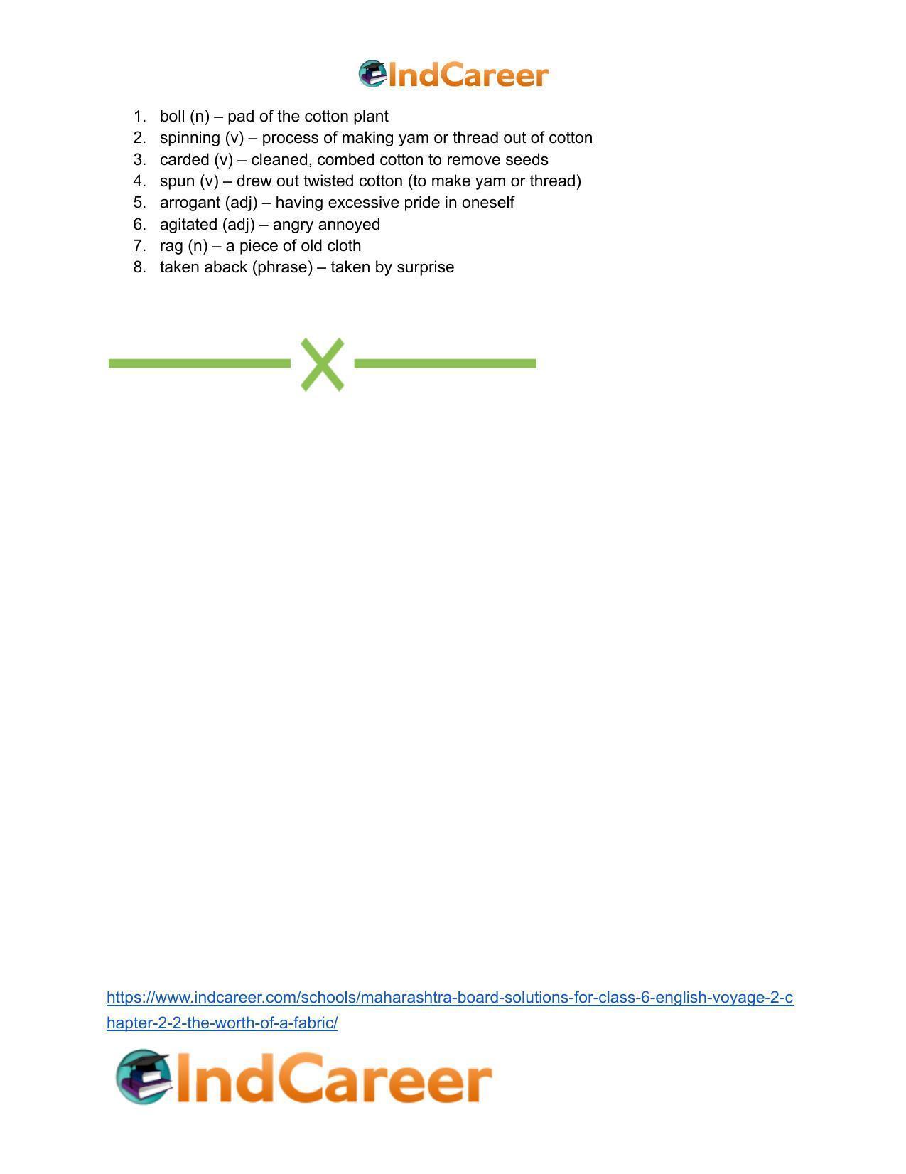 Maharashtra Board Solutions for Class 6- English (Voyage 2): Chapter 2.2- The Worth of a Fabric - Page 14