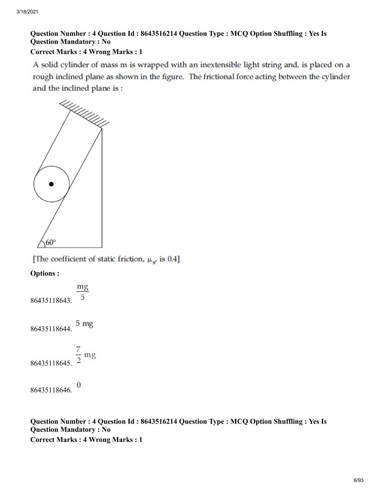 JEE Mains 2021: BTech ETE (Shift 2) 18-03-2021 Question Paper - Page 6