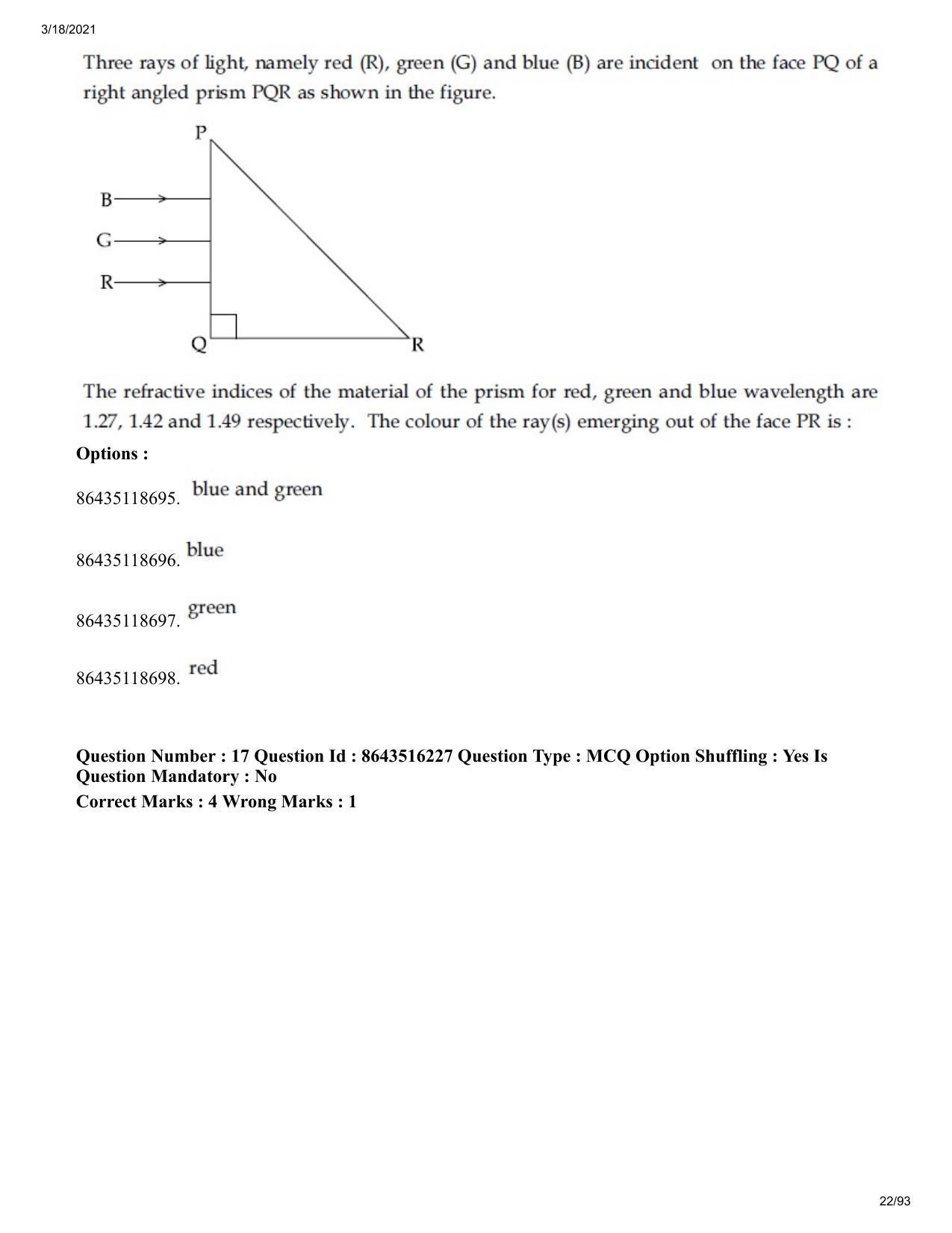JEE Mains 2021: BTech ETE (Shift 2) 18-03-2021 Question Paper - Page 22