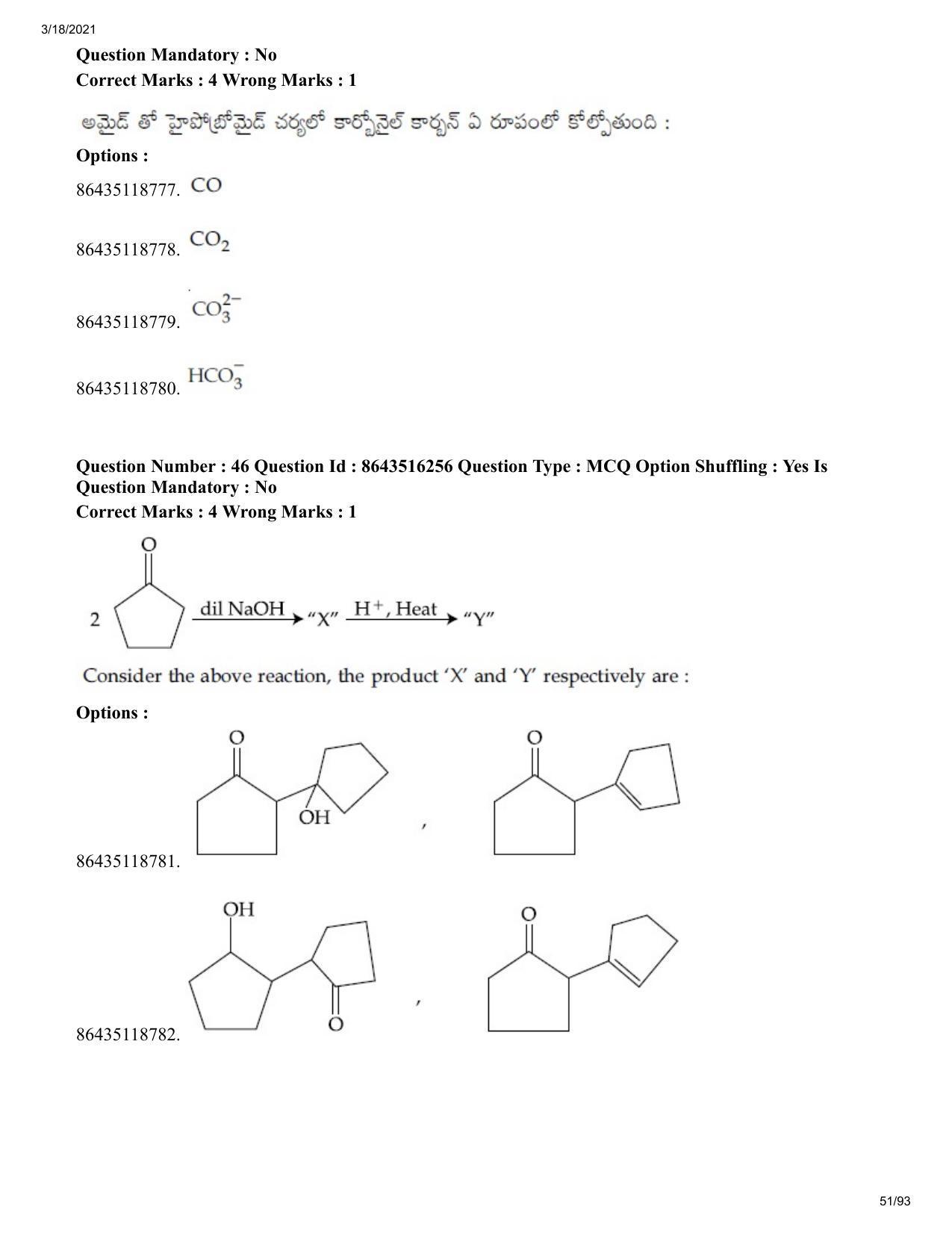 JEE Mains 2021: BTech ETE (Shift 2) 18-03-2021 Question Paper - Page 51