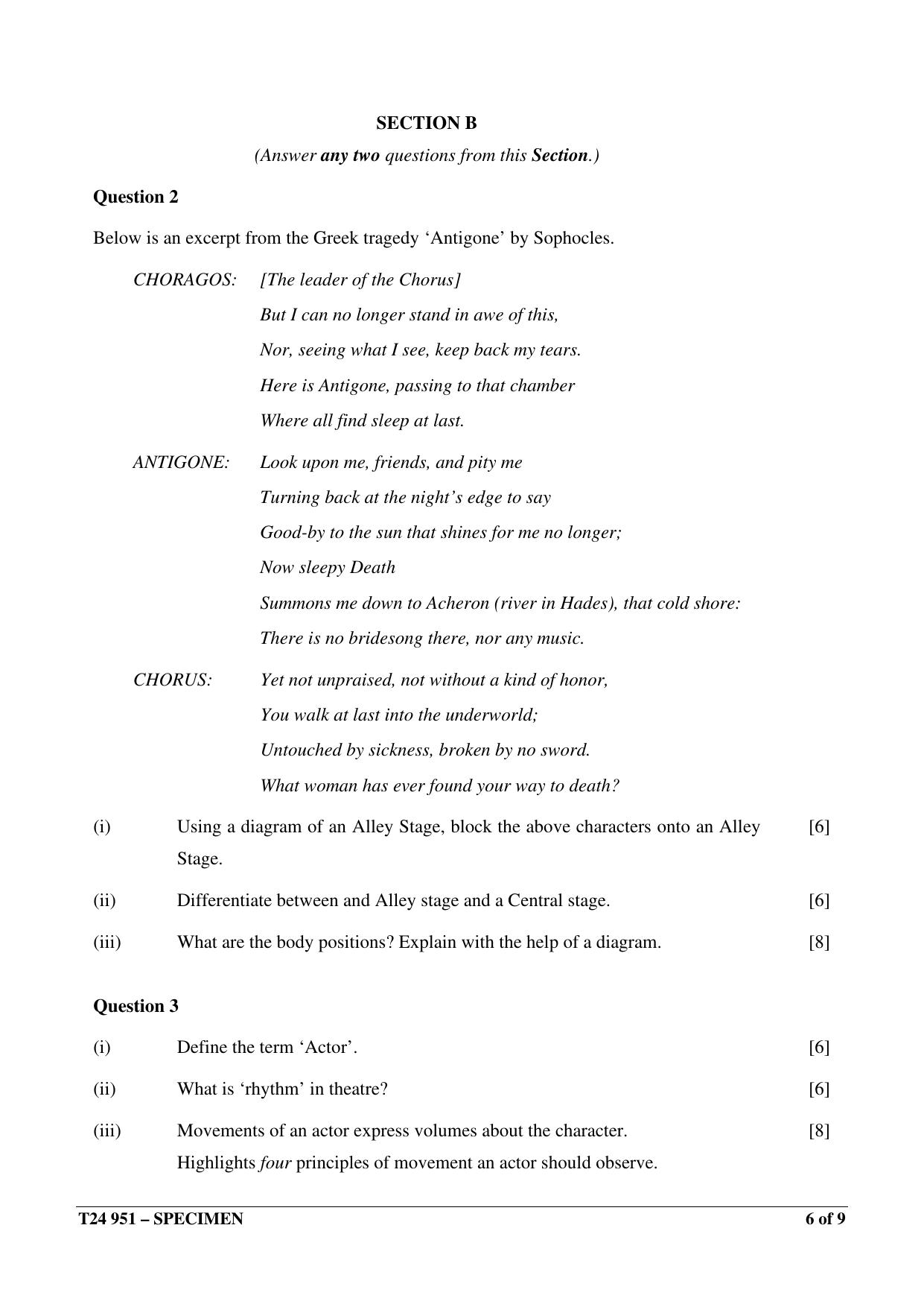 ICSE Class 10 2024 DRAMA Sample Paper - Page 6
