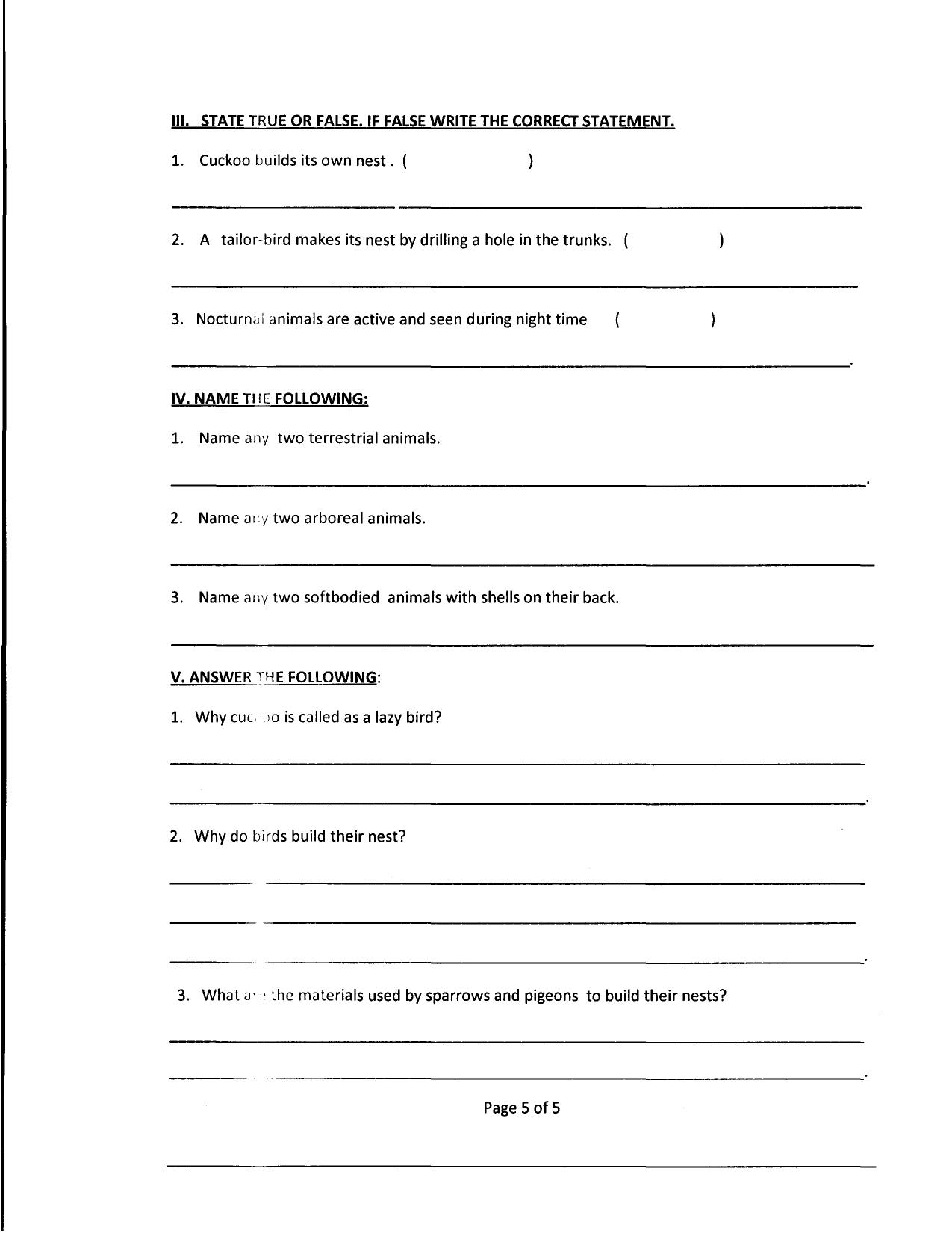 Worksheet for Class 4 Environmental Studies Work Force and Energy Assignment - Page 5