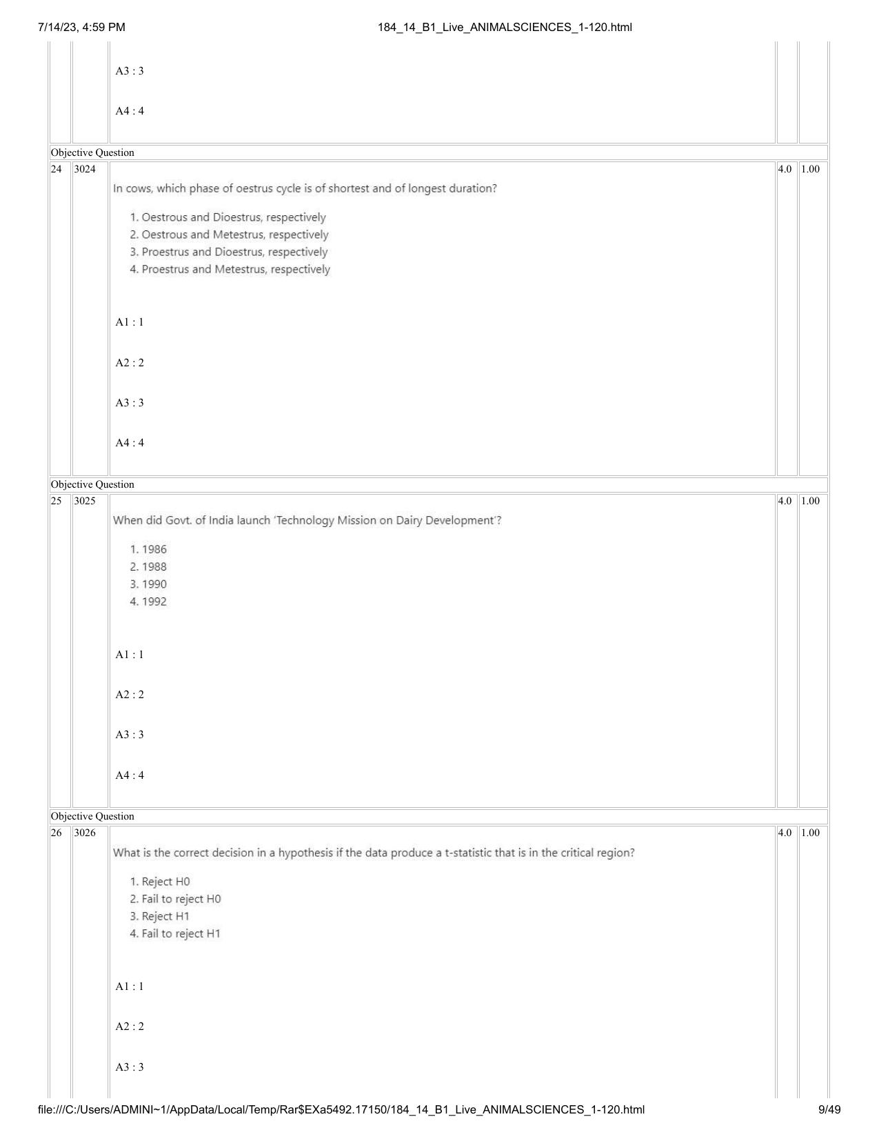 ICAR AIEEA PG 2023 ANIMAL SCIENCE Question Paper- 14 July 2023 - Page 9