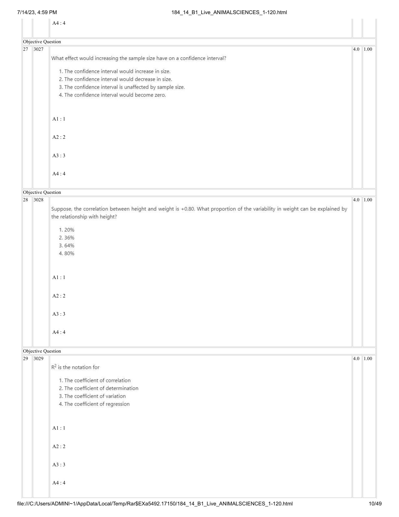 ICAR AIEEA PG 2023 ANIMAL SCIENCE Question Paper- 14 July 2023 - Page 10