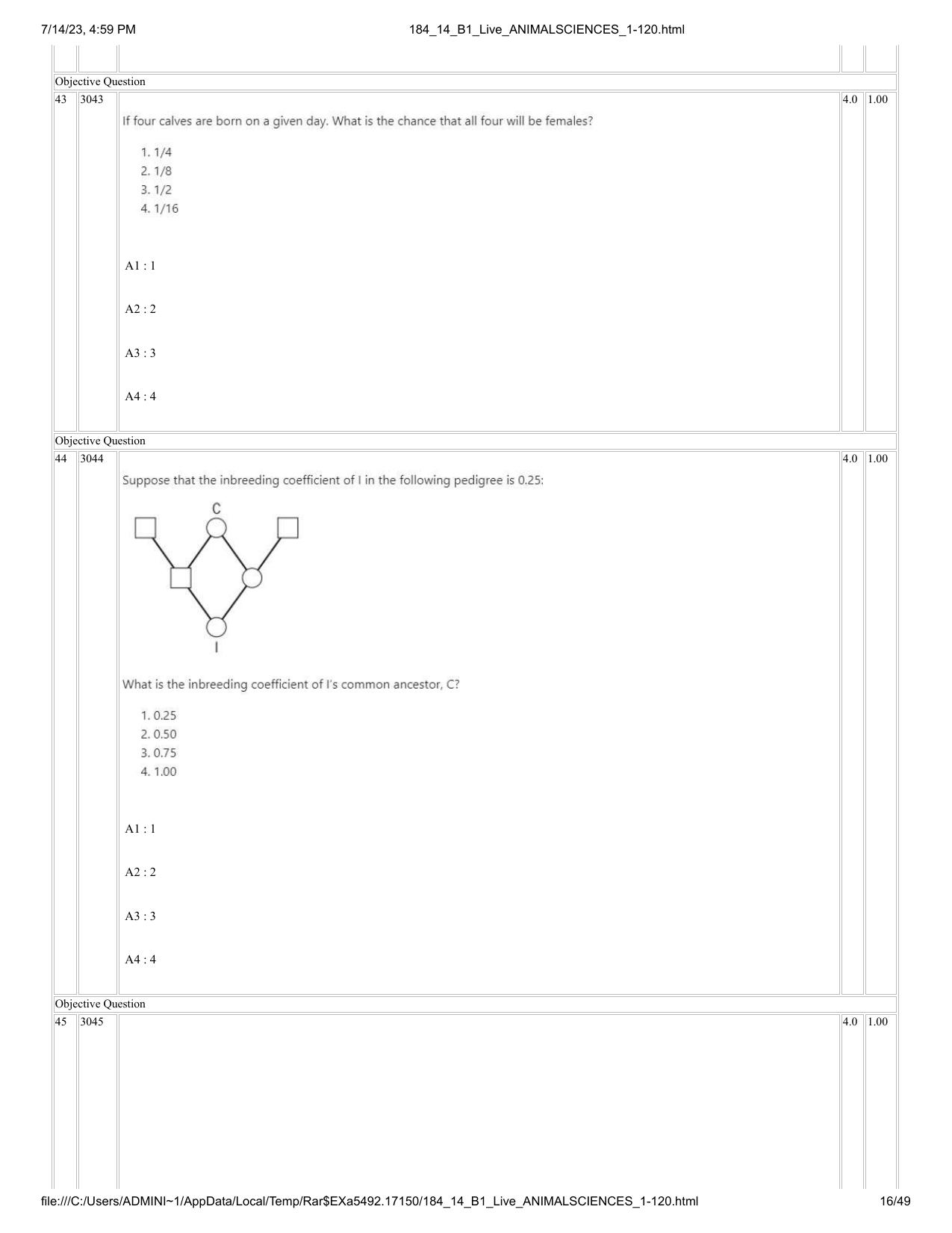 ICAR AIEEA PG 2023 ANIMAL SCIENCE Question Paper- 14 July 2023 - Page 16