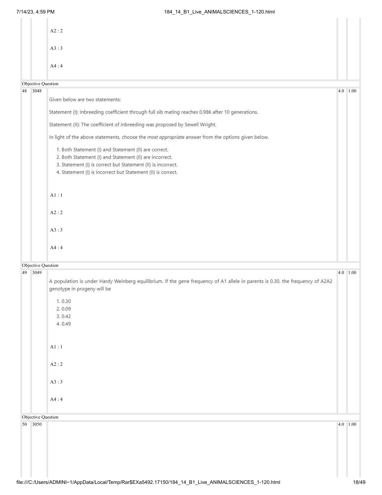 ICAR AIEEA PG 2023 ANIMAL SCIENCE Question Paper- 14 July 2023 - Page 18