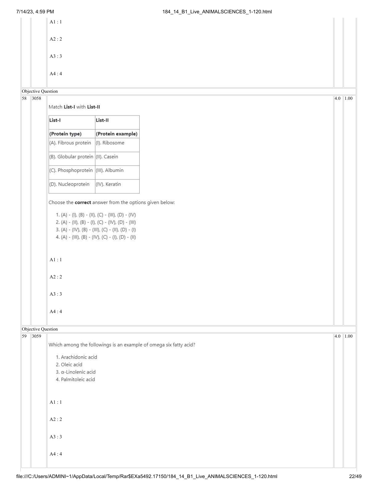 ICAR AIEEA PG 2023 ANIMAL SCIENCE Question Paper- 14 July 2023 - Page 22