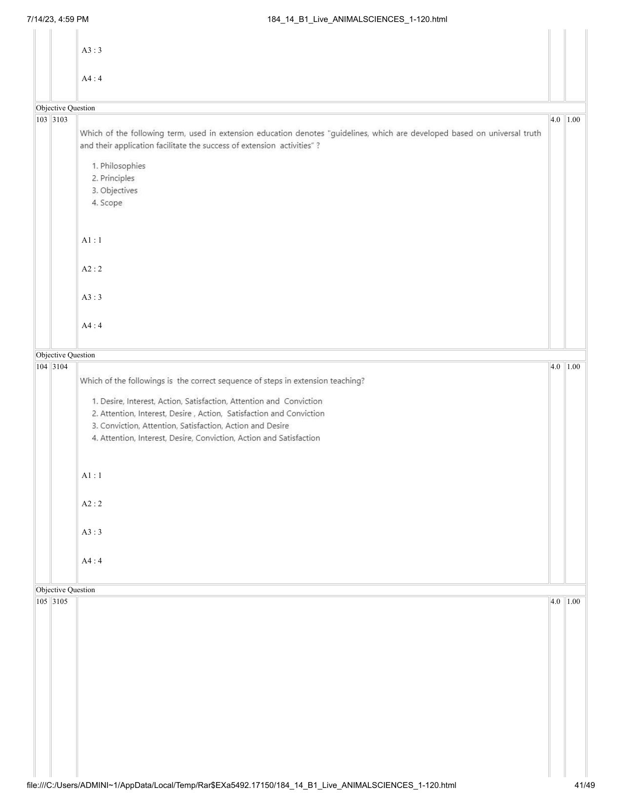 ICAR AIEEA PG 2023 ANIMAL SCIENCE Question Paper- 14 July 2023 - Page 41