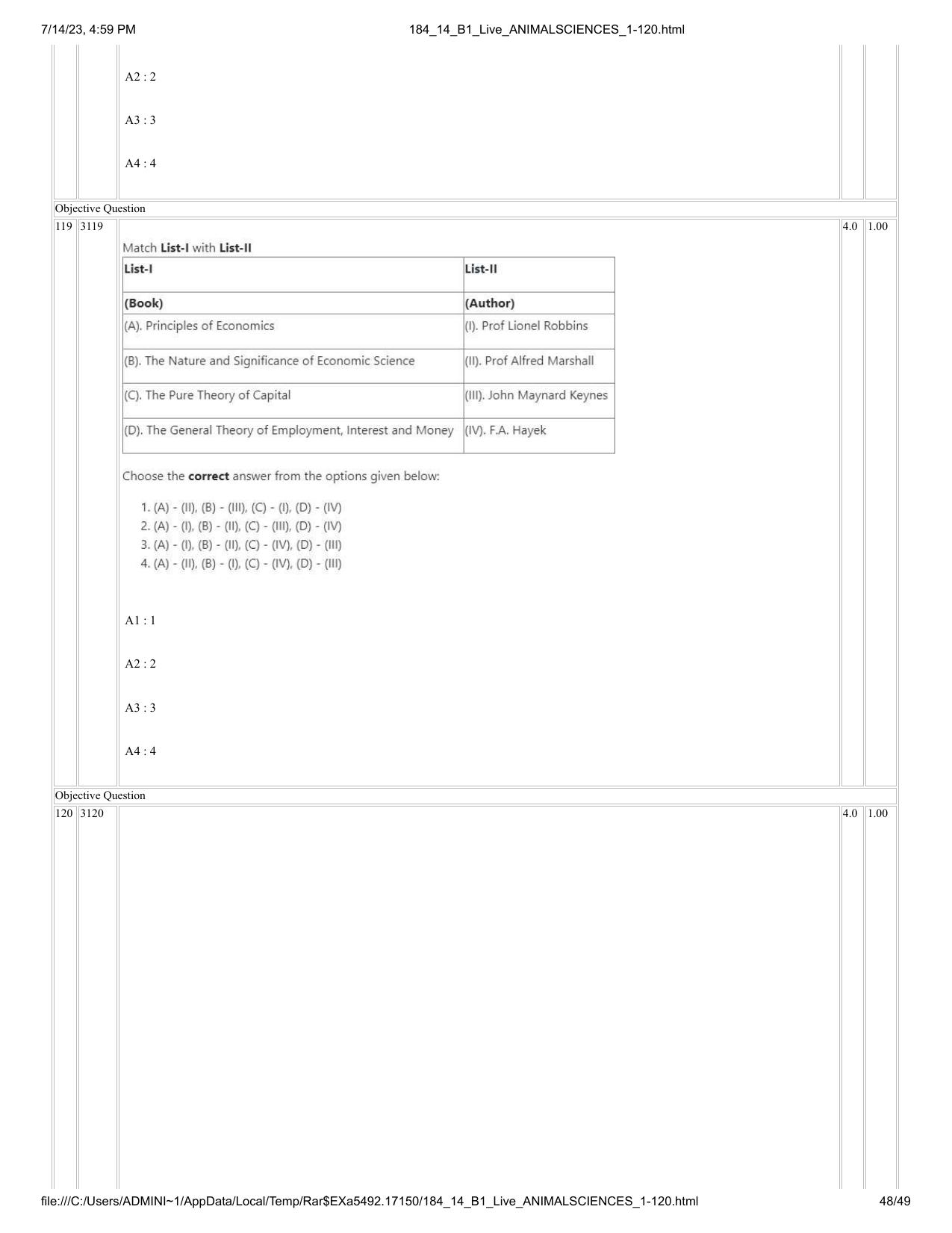 ICAR AIEEA PG 2023 ANIMAL SCIENCE Question Paper- 14 July 2023 - Page 48