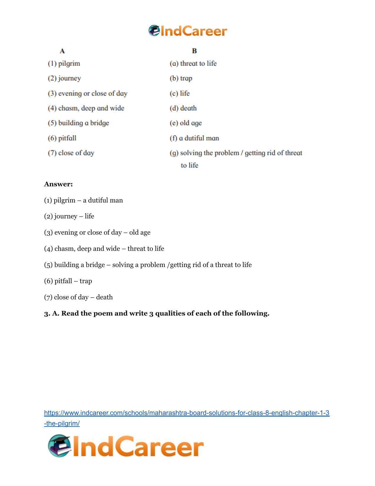 Maharashtra Board Solutions for Class 8- English: Chapter 1.3- The Pilgrim - Page 5