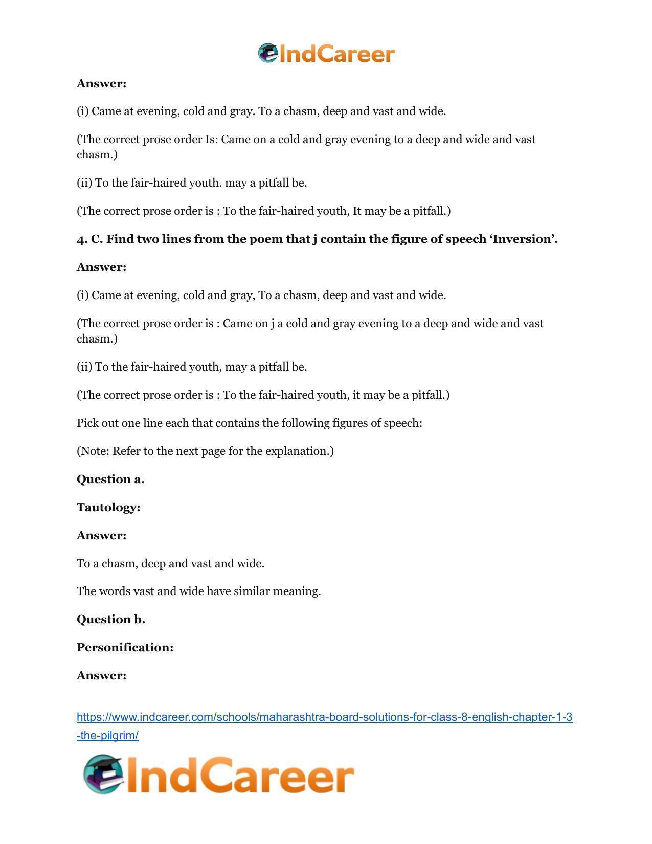 Maharashtra Board Solutions for Class 8- English: Chapter 1.3- The Pilgrim - Page 8