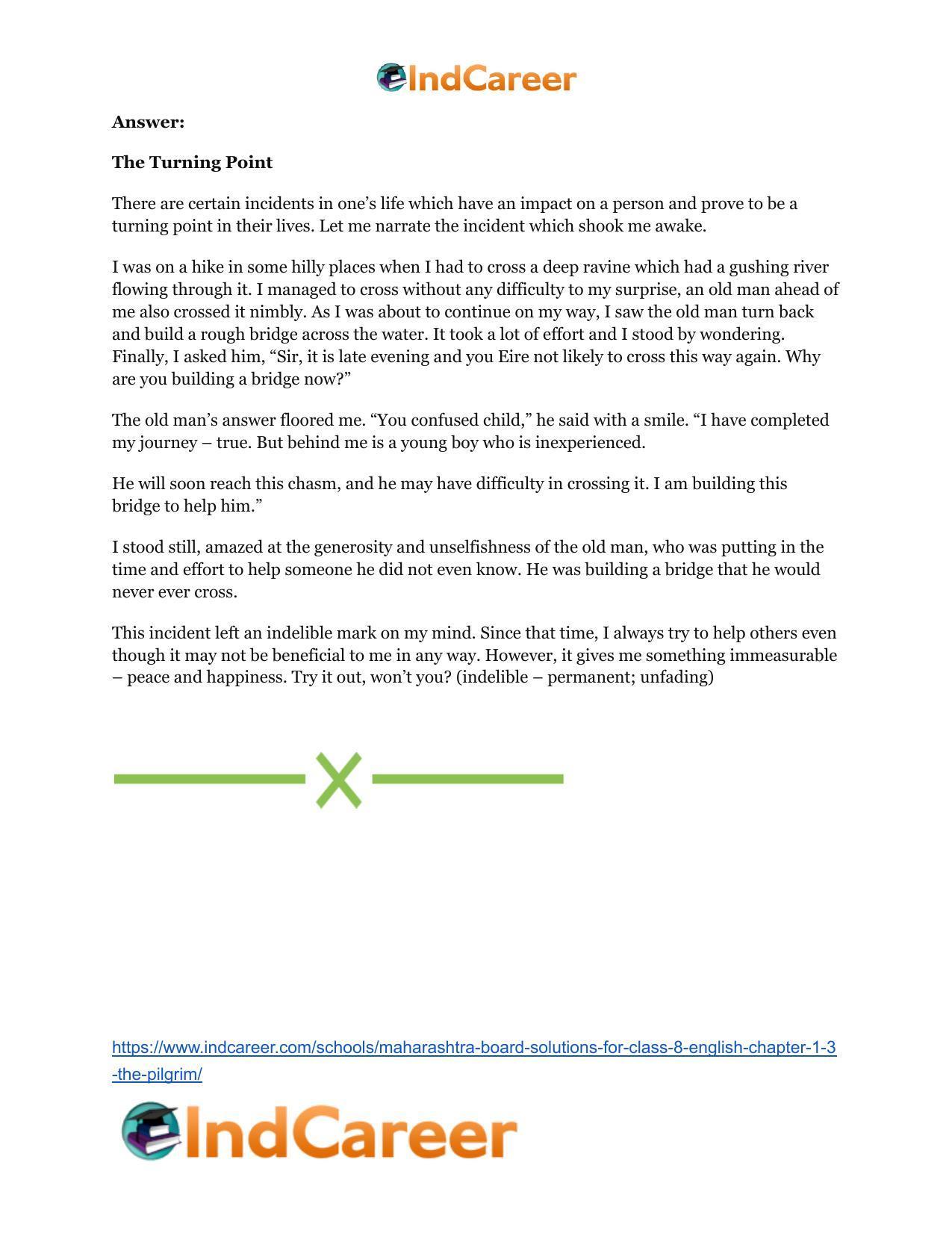 Maharashtra Board Solutions for Class 8- English: Chapter 1.3- The Pilgrim - Page 11