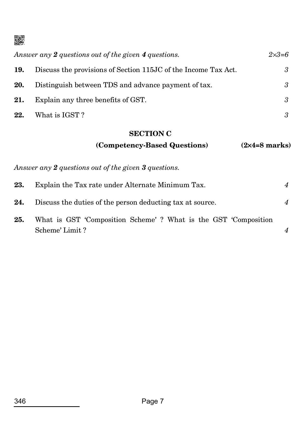CBSE Class 12 346_Taxation 2022 Question Paper - Page 7