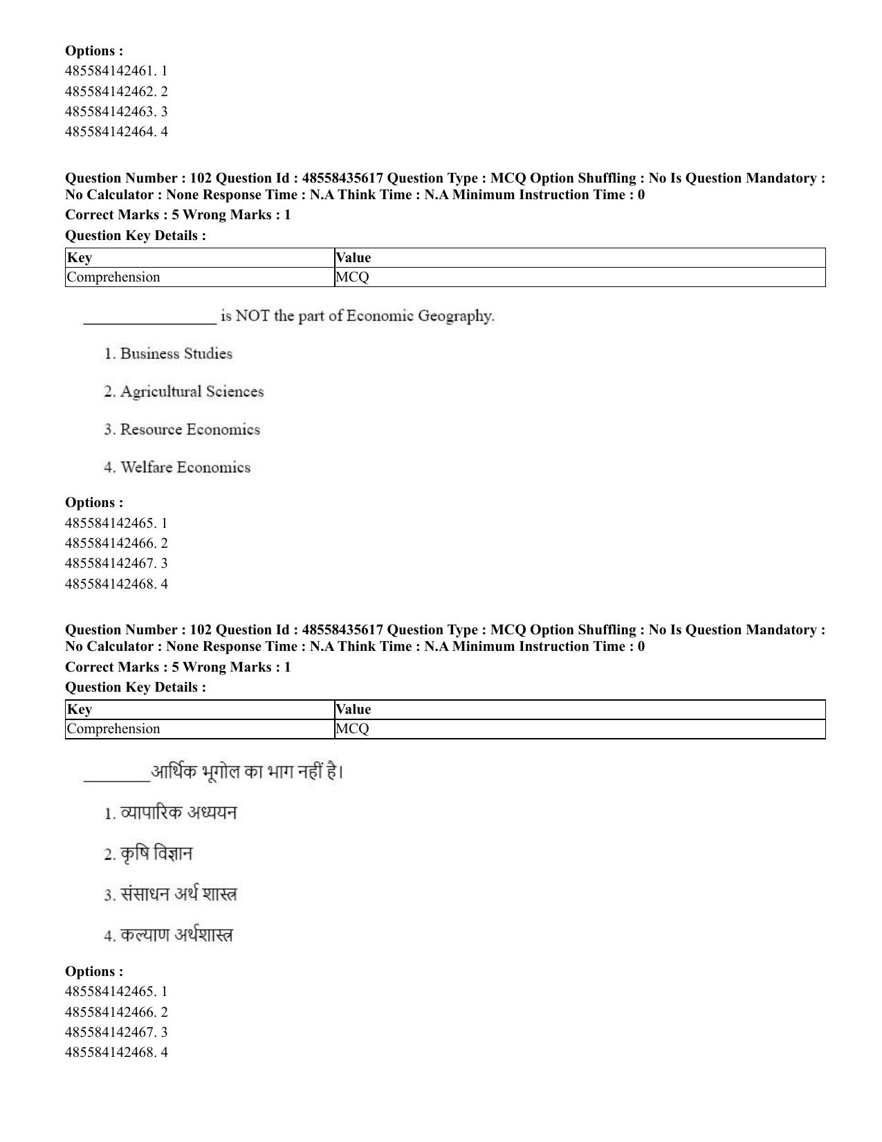 CUET 2023 Domestic Shift 1 Question Papers - 20 June 2023 - Page 126