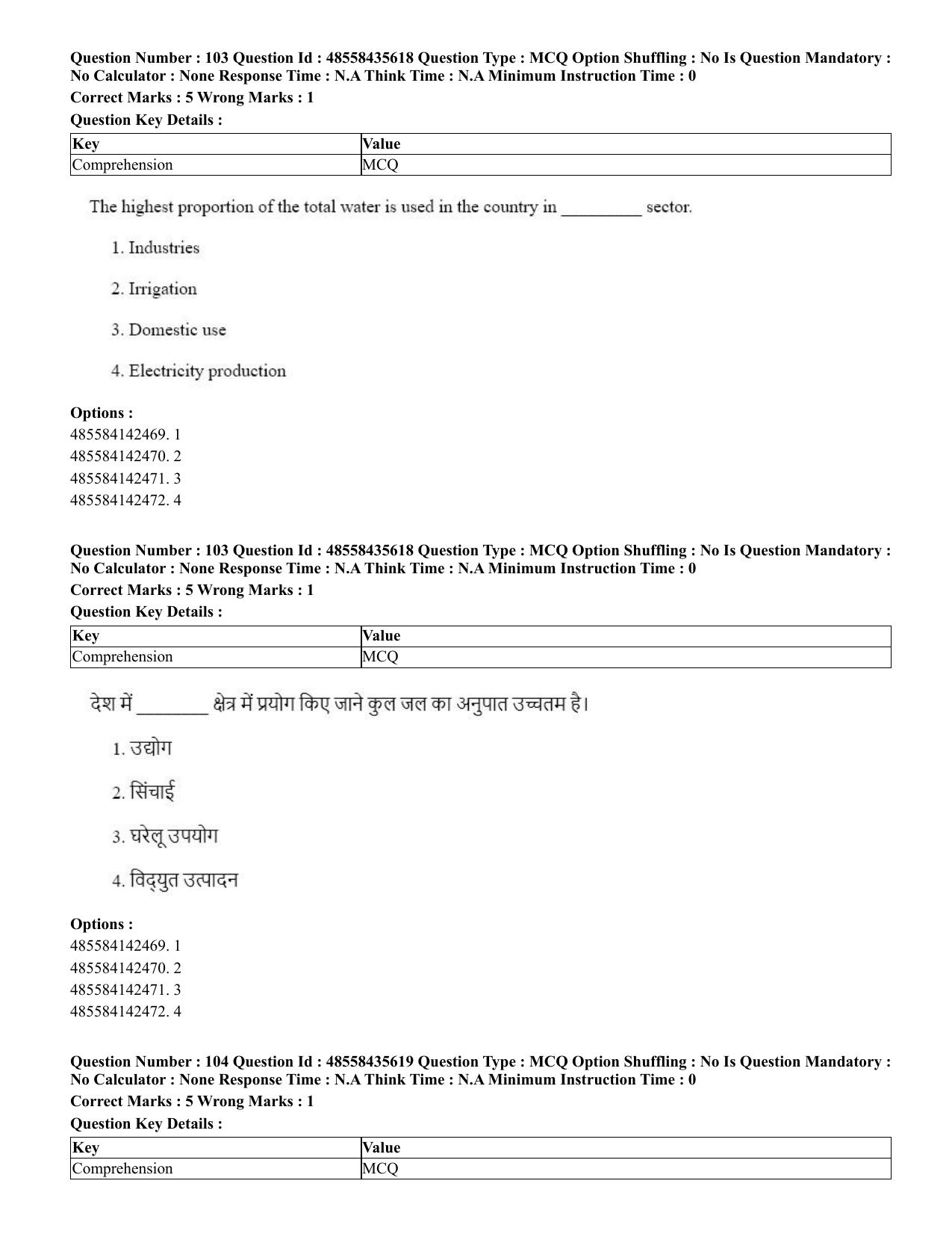 CUET 2023 Domestic Shift 1 Question Papers - 20 June 2023 - Page 127