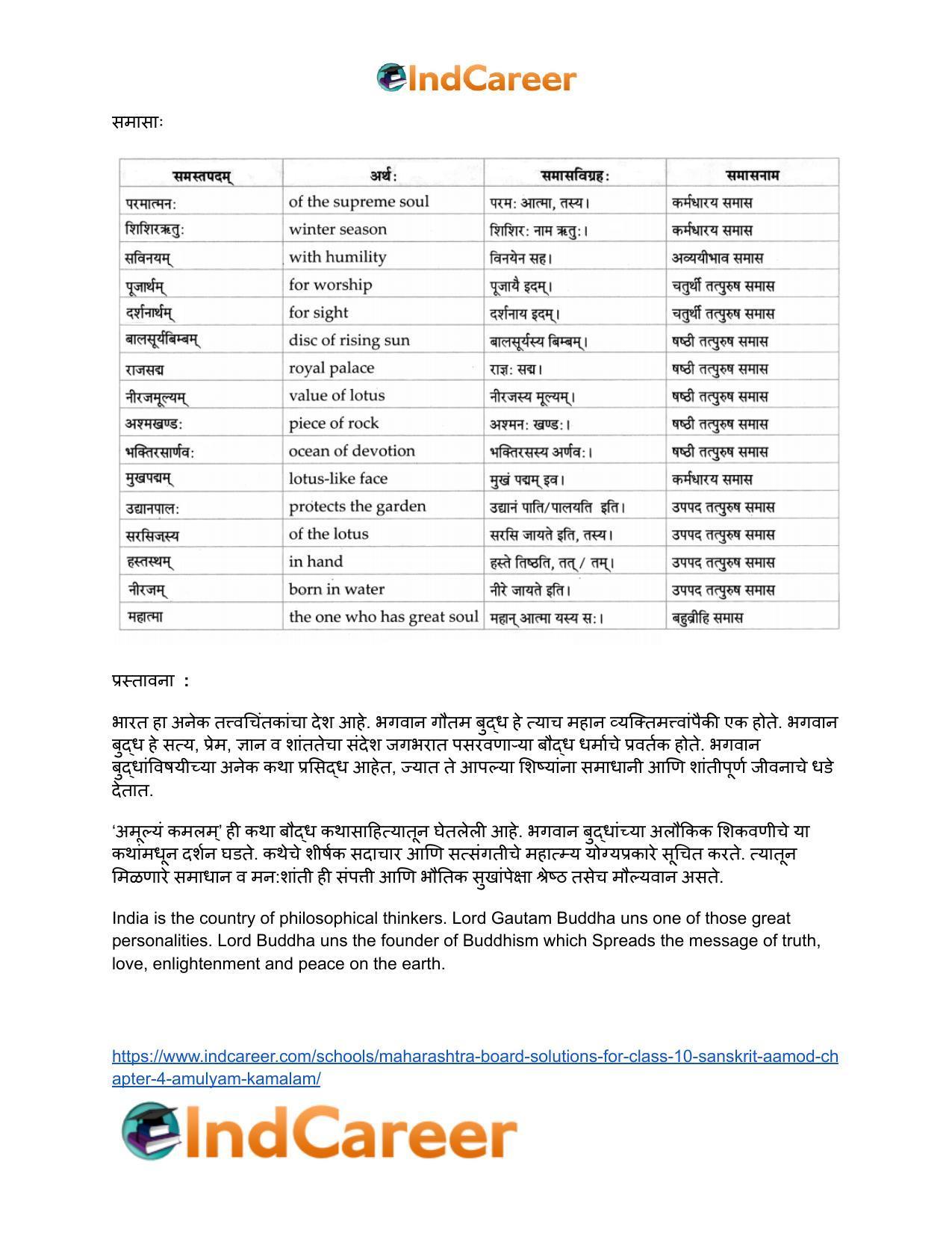 Maharashtra Board Solutions for Class 10- Sanskrit Aamod: Chapter 4- अमूल्यं कमलम् - Page 26