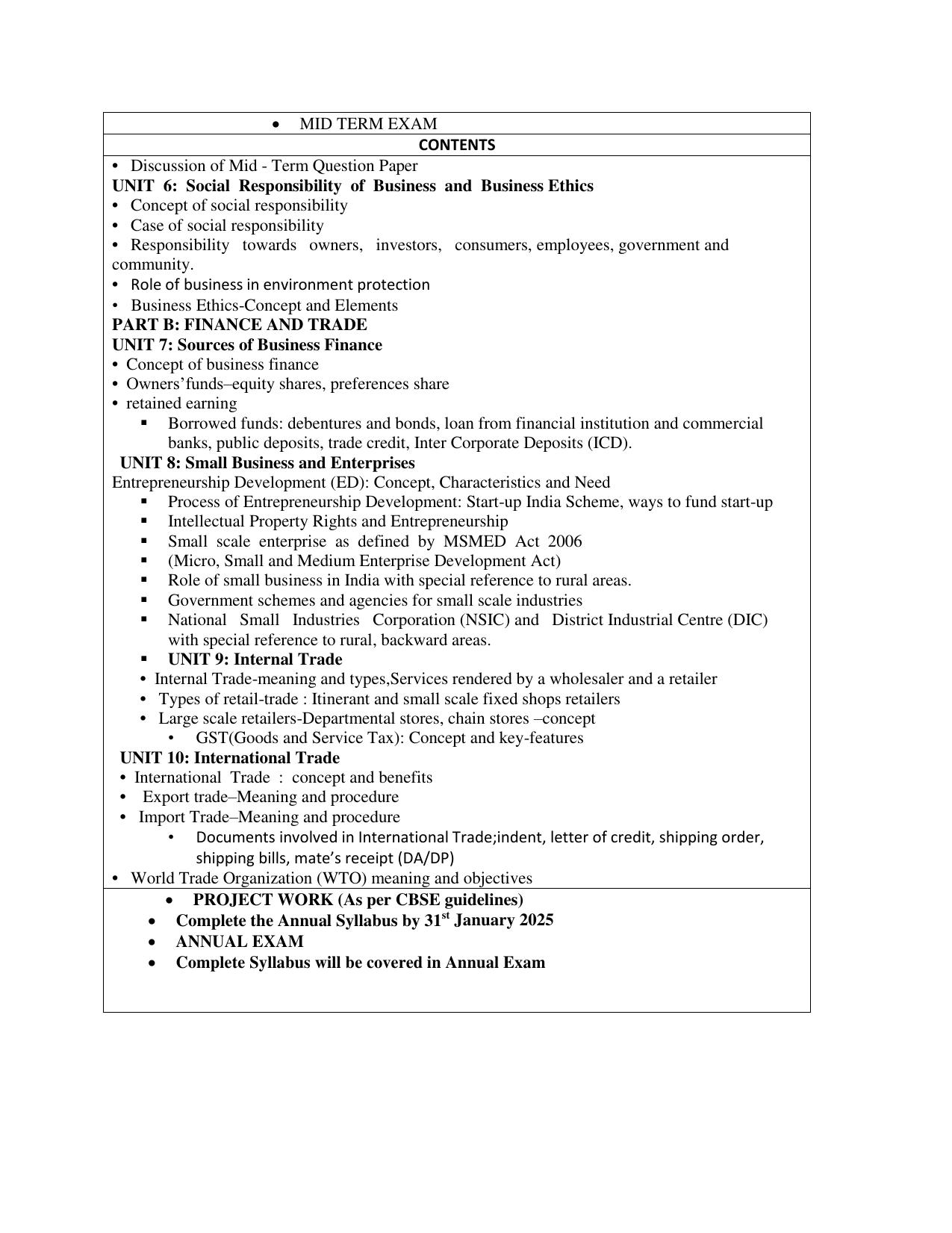 Edudel Class 11 Business Study (English Medium) Syllabus 2025 - Page 2