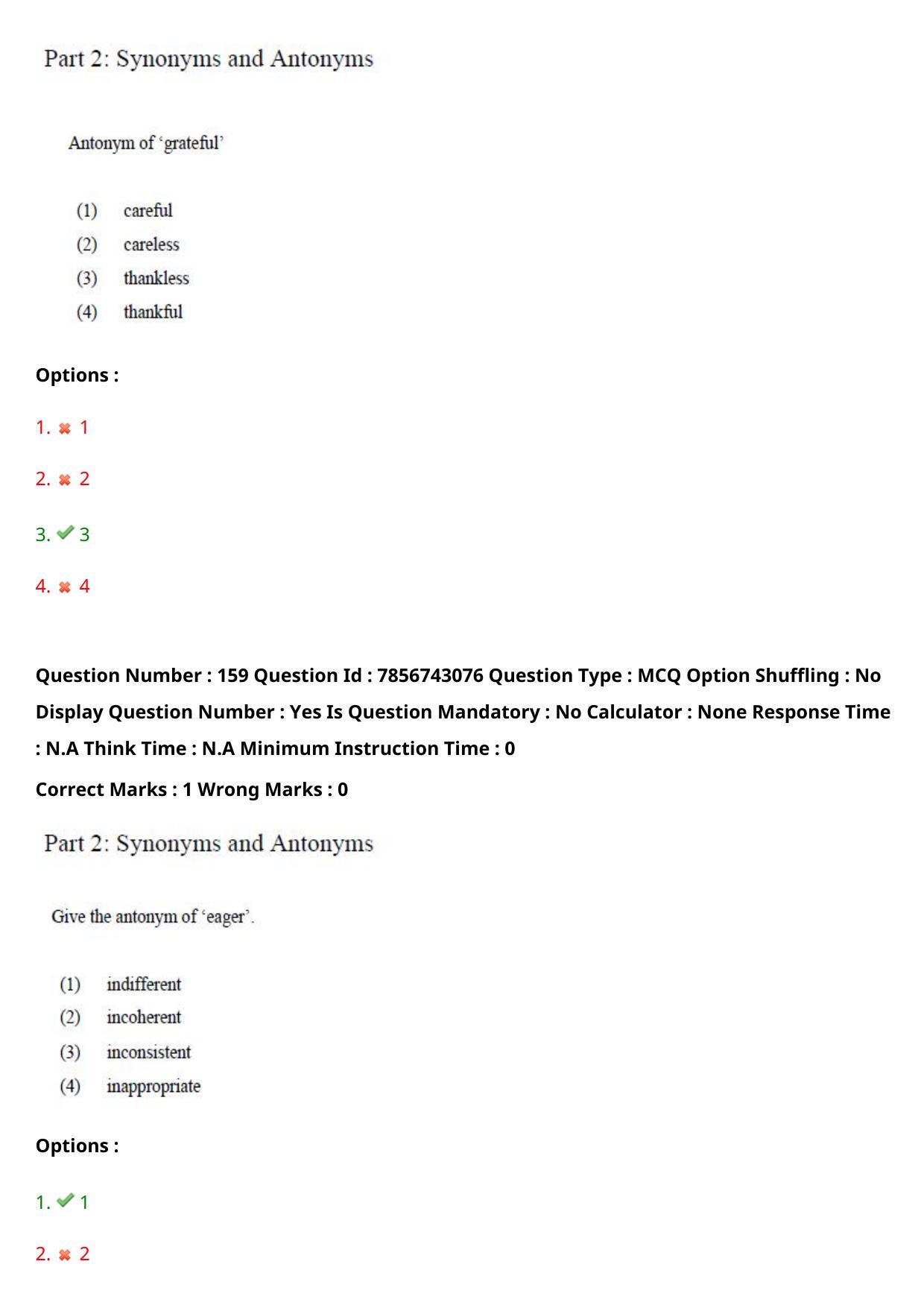 TS ICET 2023 26th May 2023 Forenoon - PRELIMINARY Question Papers - Page 160