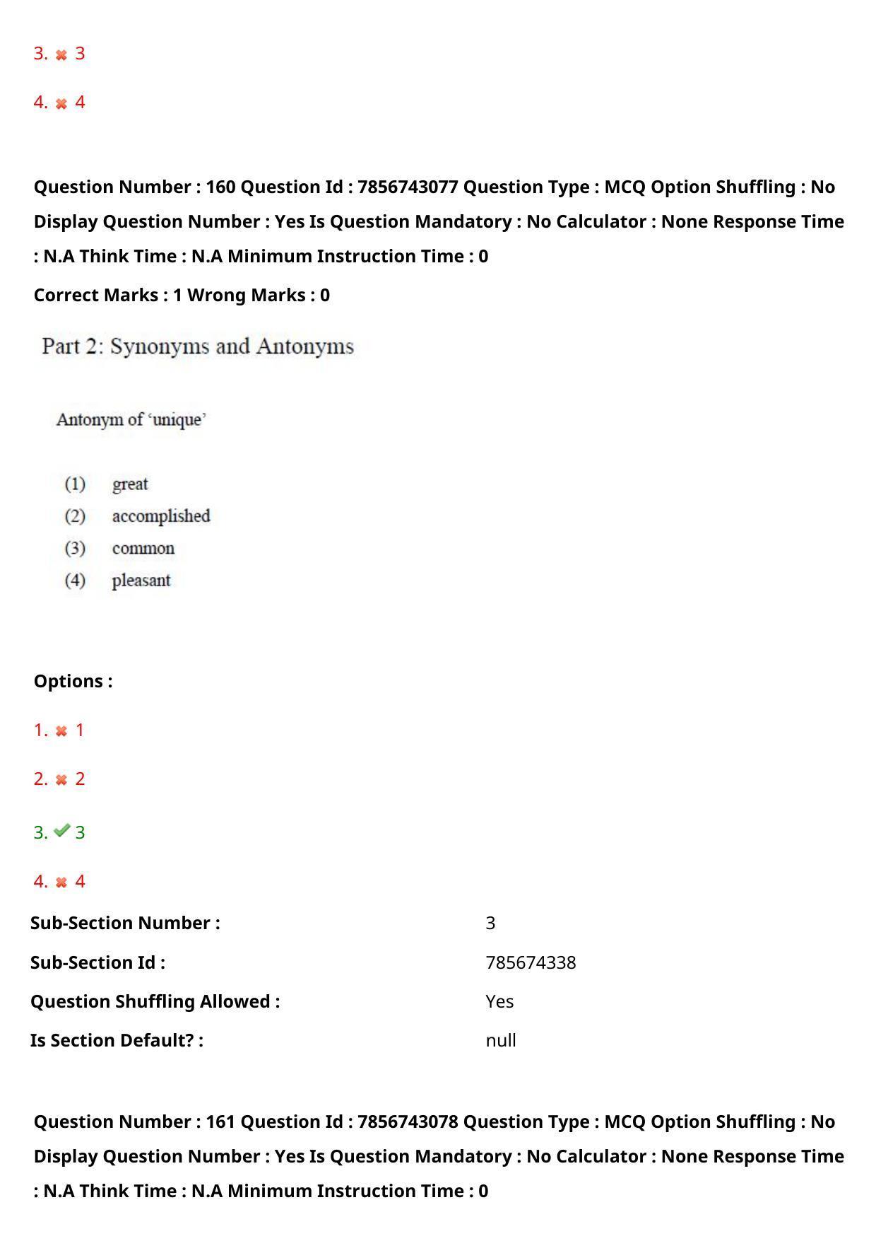 TS ICET 2023 26th May 2023 Forenoon - PRELIMINARY Question Papers - Page 161