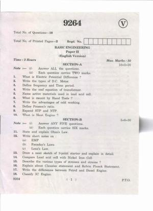 AP Inter 2nd Year Basic Engineering-II May-2019-Vocational Question Paper