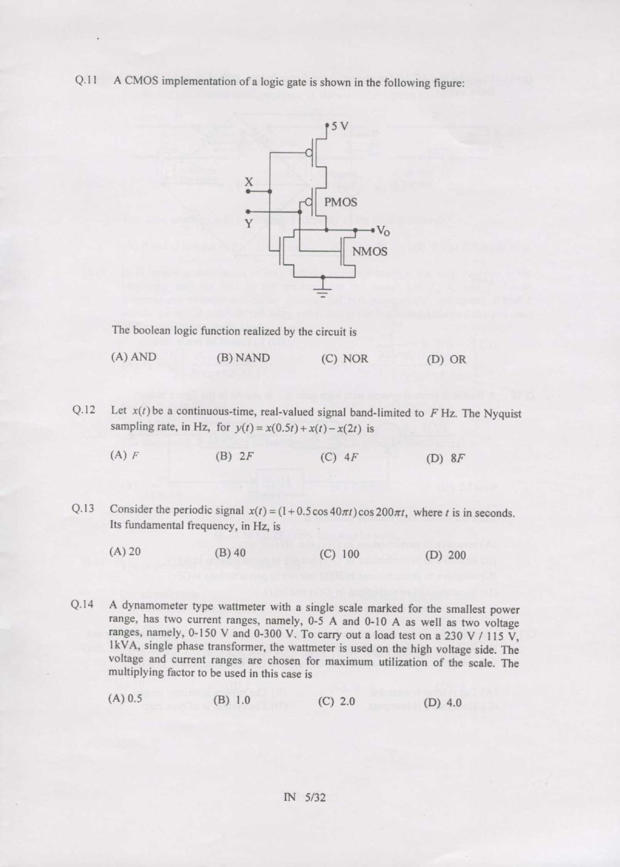 GATE 2007 Instrumentation Engineering (IN) Question Paper with Answer Key - Page 5