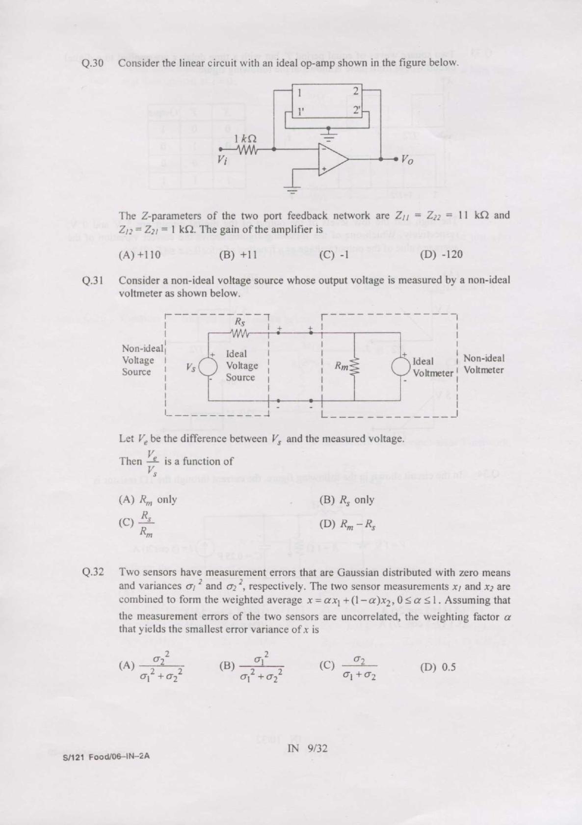 GATE 2007 Instrumentation Engineering (IN) Question Paper with Answer Key - Page 9